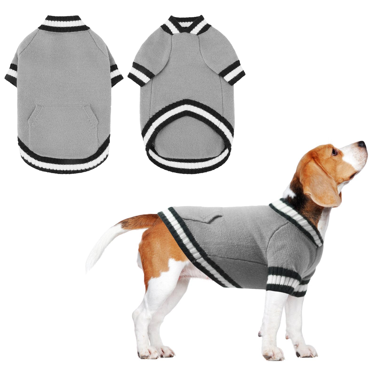 Kooltail Medium Dog Sweater Winter Clothes - Knitwear Soft Cold Weather Coat With Pocket, Pet Fleece Sweatshirt Shirt Pullover O