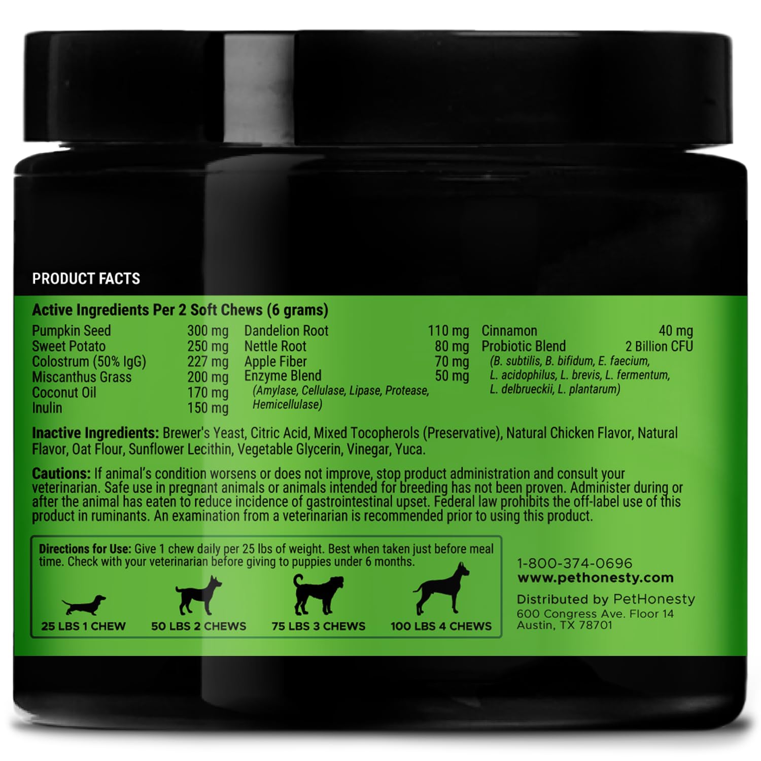 Pet Honesty Scoot Stopper - Digestion & Health Supplement for Dogs - Dog Anal Gland Support, Diarrhea & Bowel Support, Fiber & D