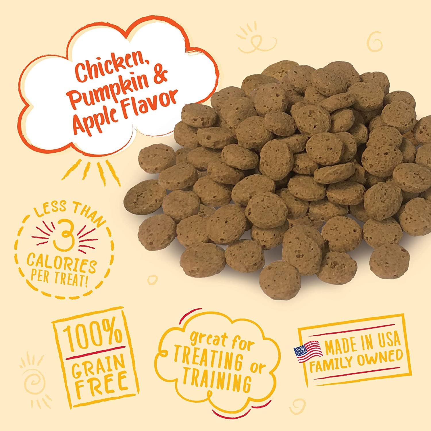 Charlee Bear Dog Training Treats for Small, Medium & Large Breeds, Crunchy Low Calorie Grain Free Dog Treats, USA Made, Three Fl