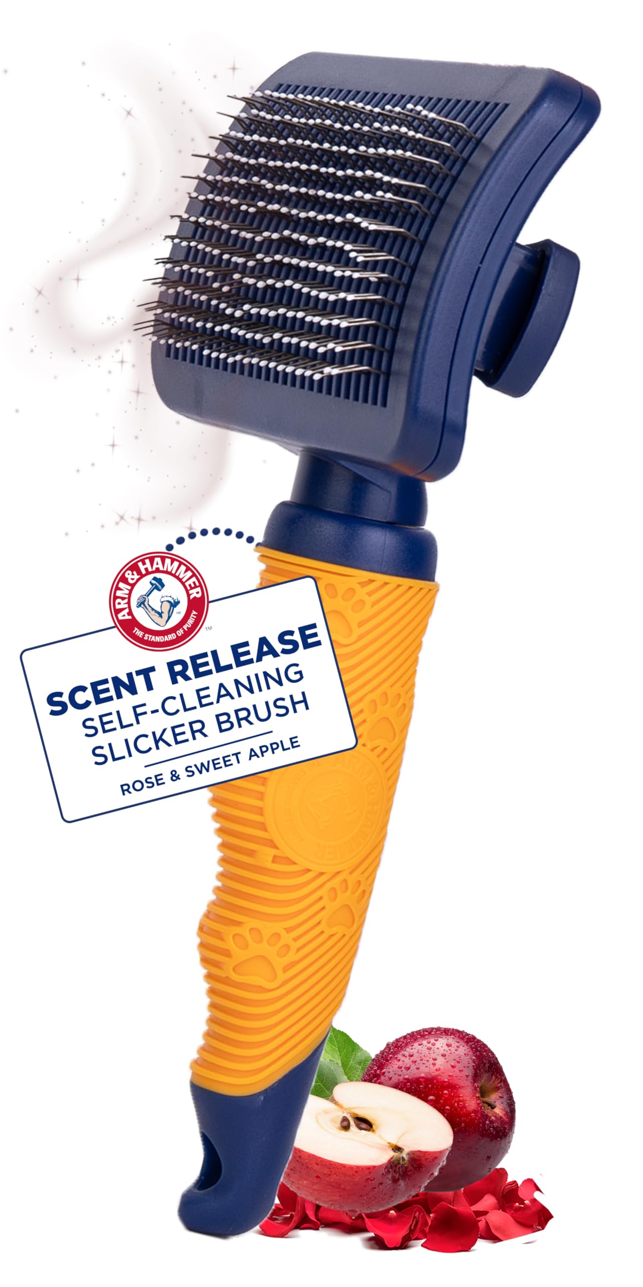 Arm & Hammer Deodorizing Slicker Brush for Dogs with Fragrance Transfer Technology - Scented Self-cleaning Dog Brush - Dog Groom
