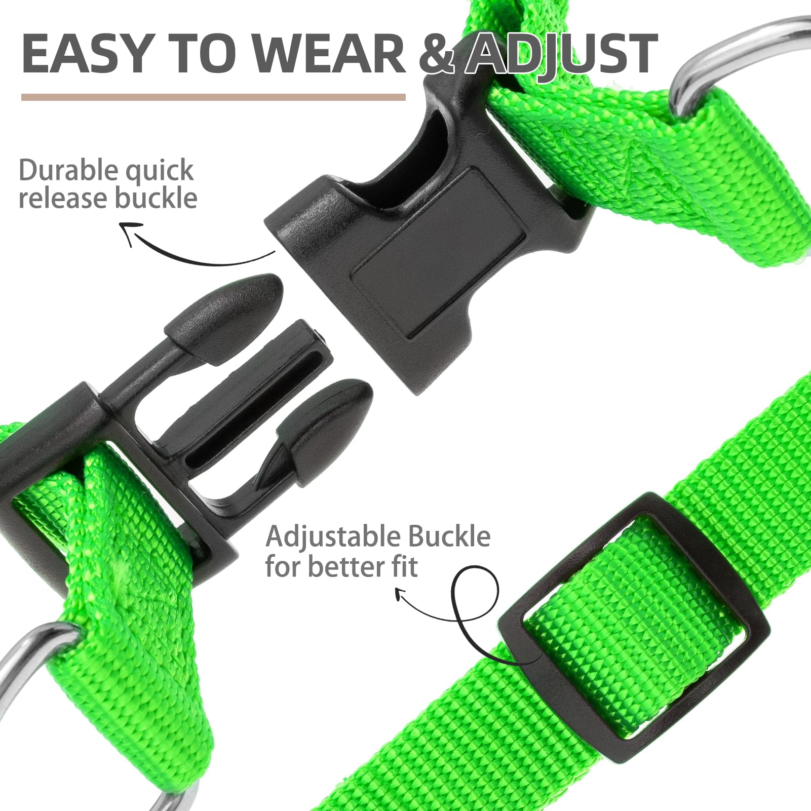Pupteck No Pull Dog Harness Soft Adjustable Basic Nylon Step In Puppy Vest Outdoor Walking With Id Tag, Green,S