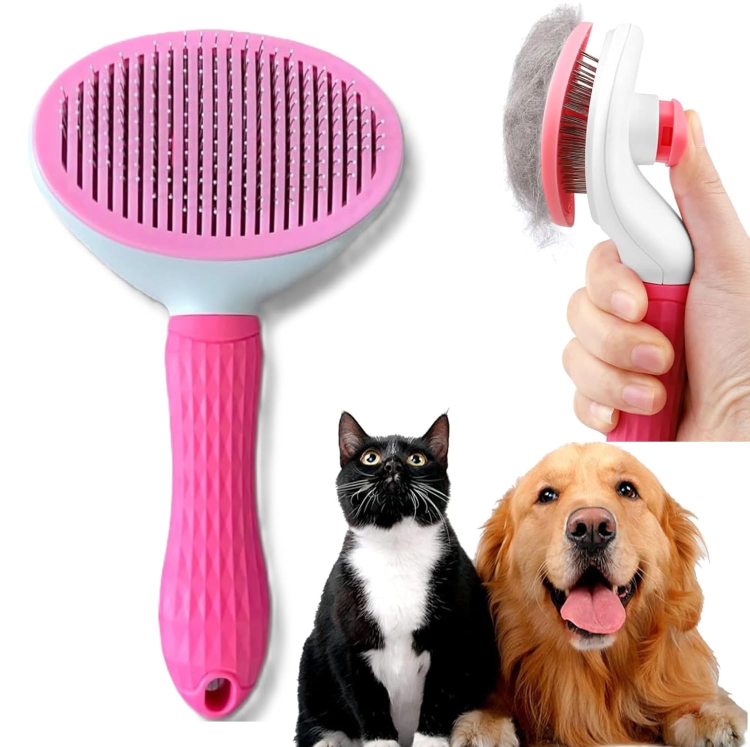 Simestich Dog And Cat Hair Brush For Undercoat & Fur Removal, Deshedding Comb For Daily Grooming, Removes Loose Fur, Dirt, Dandr