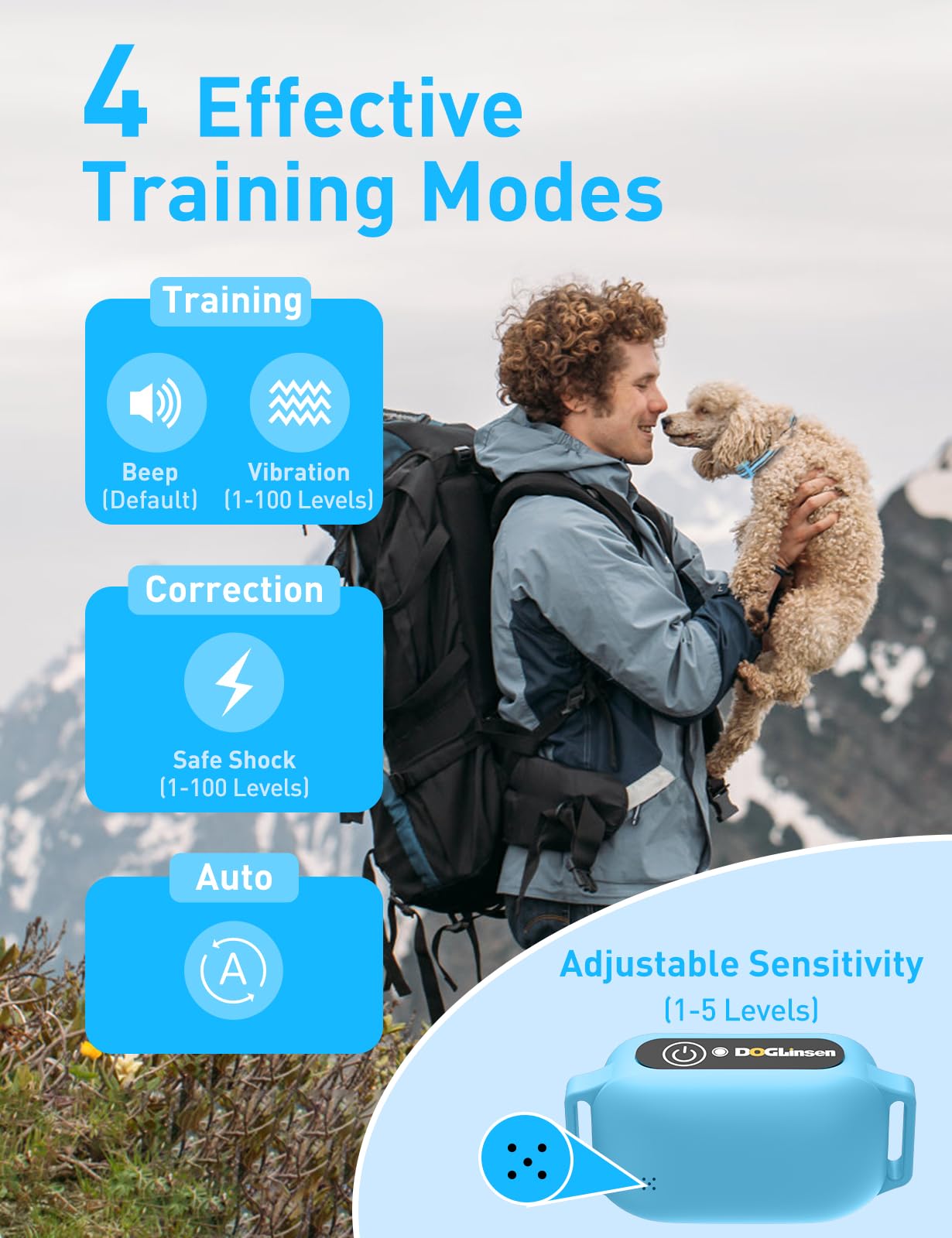 Doglinsen Bark Collar With Remote, Automatic Bark And Training Collar Combo, Bark Collar For Small Medium Large Dogs, Vibration,