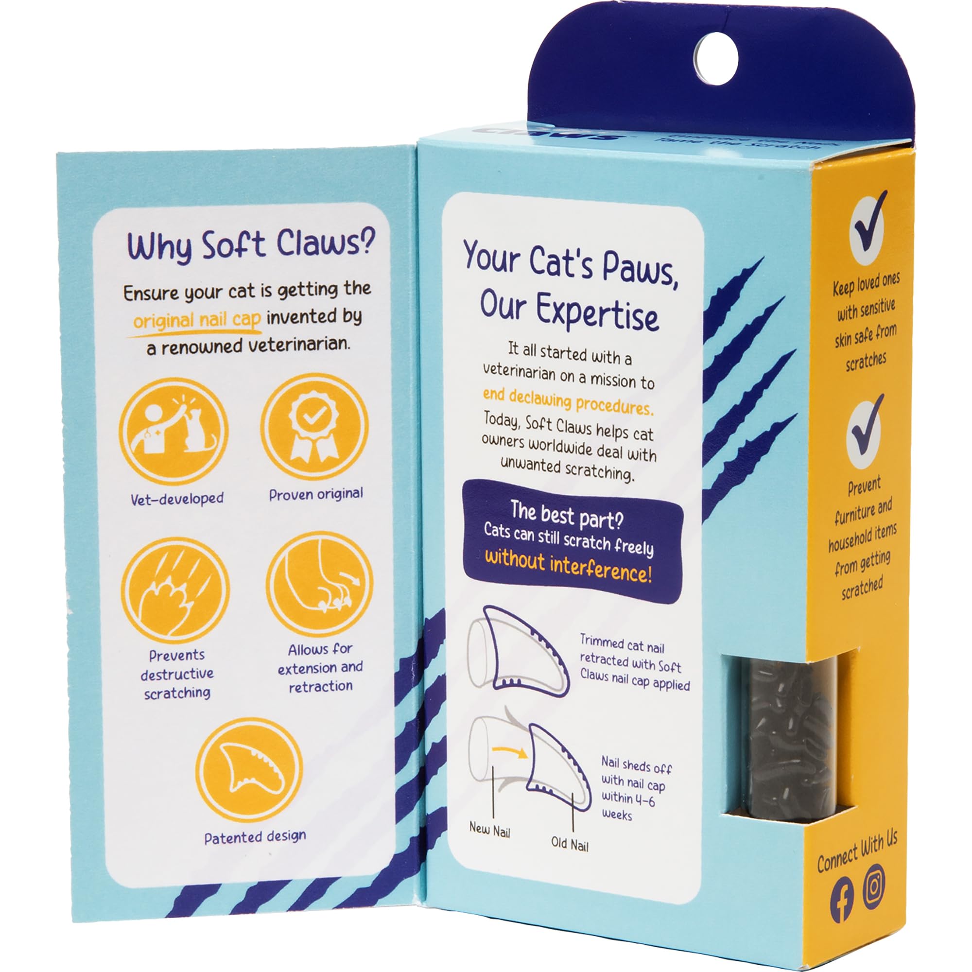 Soft Claws Safe Scratch-Free Solution For Cats - Cls (Cleat Lock System), Size: Large, Color: Black