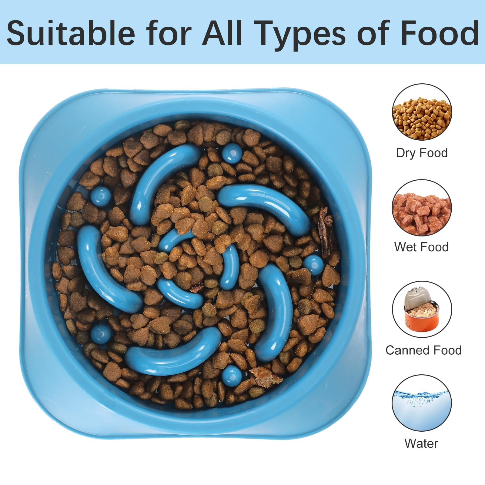 MateeyLife Slow Feeder Dog Bowls, Anti-Choking Puzzle Dog Food Bowls, Anti-Slip Interactive Feeding Slow Down Eating, Bloat Stop