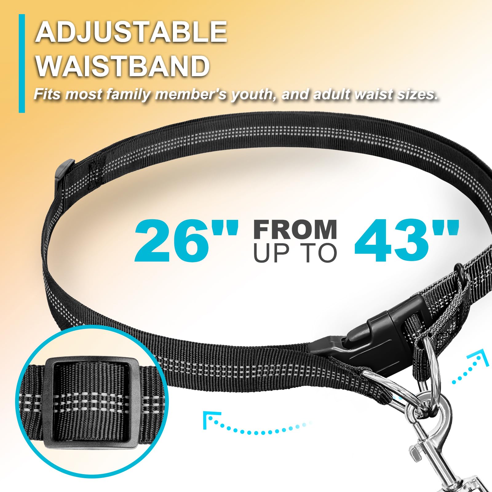 Laqibak Hands Free Dog Leash, Adjustable Waist Leash For Dog, Handle Bungee 4.2-6.7 Feet Long With Reflective Stitches For Walki