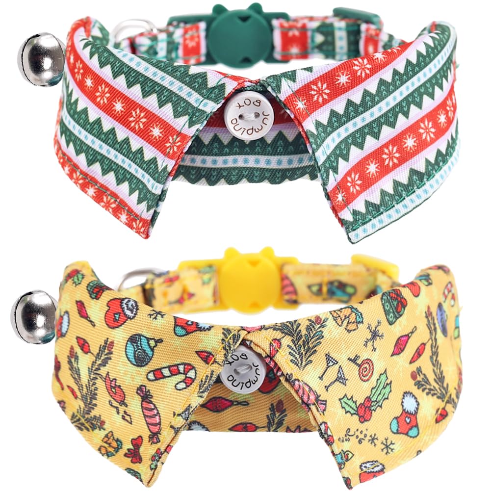 Lamphyface Christmas Cat Collar Breakaway With Cute Bow Tie And Bell Accessories Holiday For Kitty Adjustable Safety