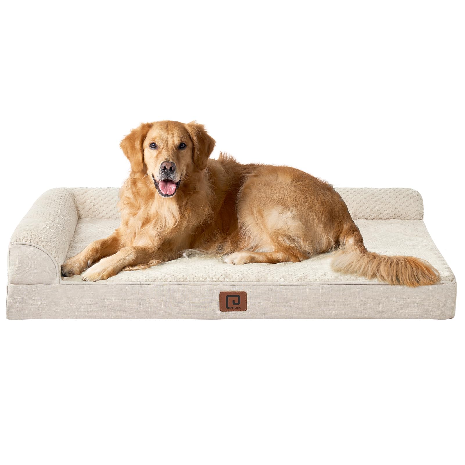 Eheyciga Memory Foam Orthopedic Xl Dog Bed, Washable Dog Bed With Waterproof Lining Removable Cover, Extra Large Dog Bed Sofa With Nonskid Bottom Xlarge Pet Couch Bed, 44X32 Inches, Beige