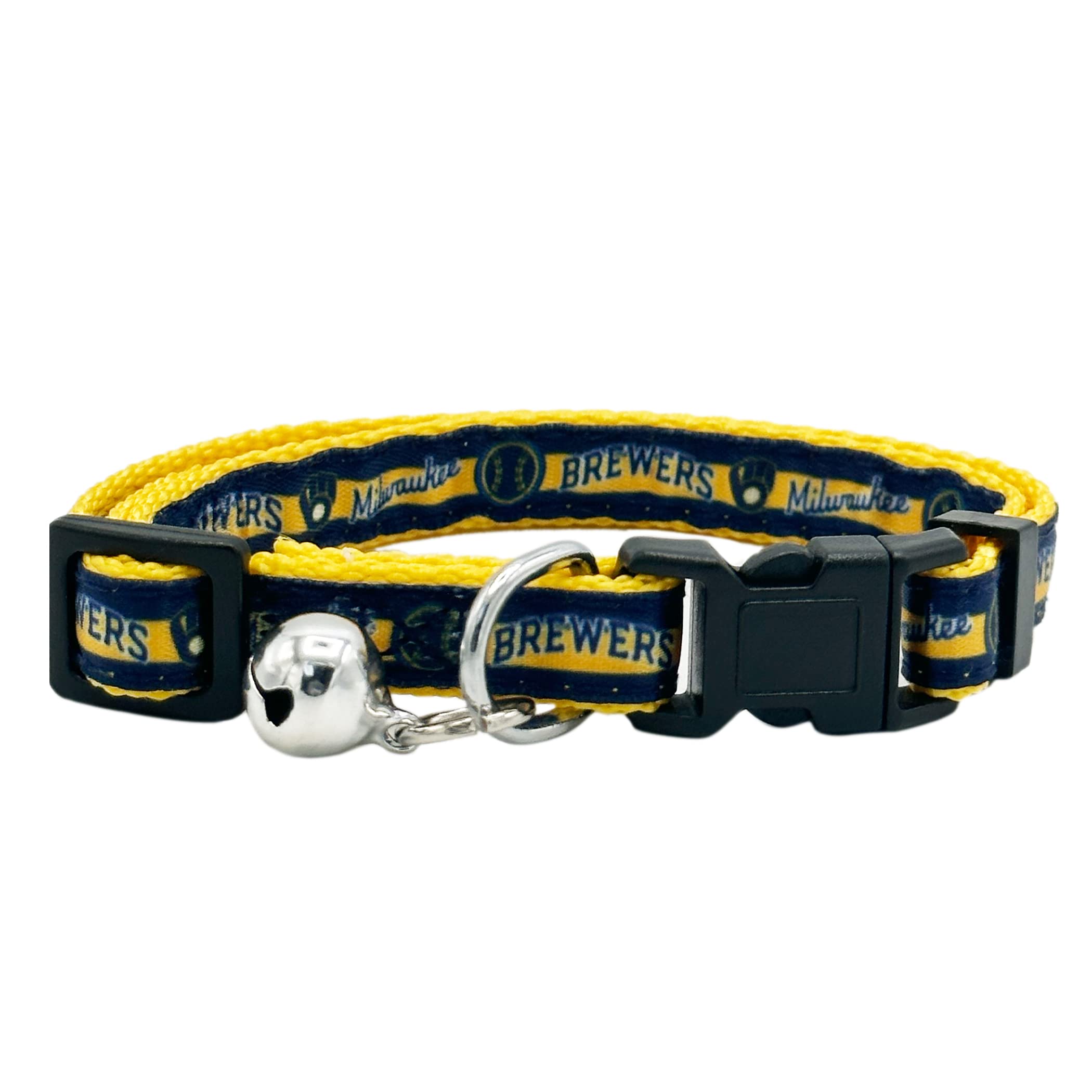 Mlb Cat Collar Milwaukee Brewers Satin Cat Collar Baseball Team Collar For Dogs & Cats. A Shiny & Colorful Cat Collar With Ringi