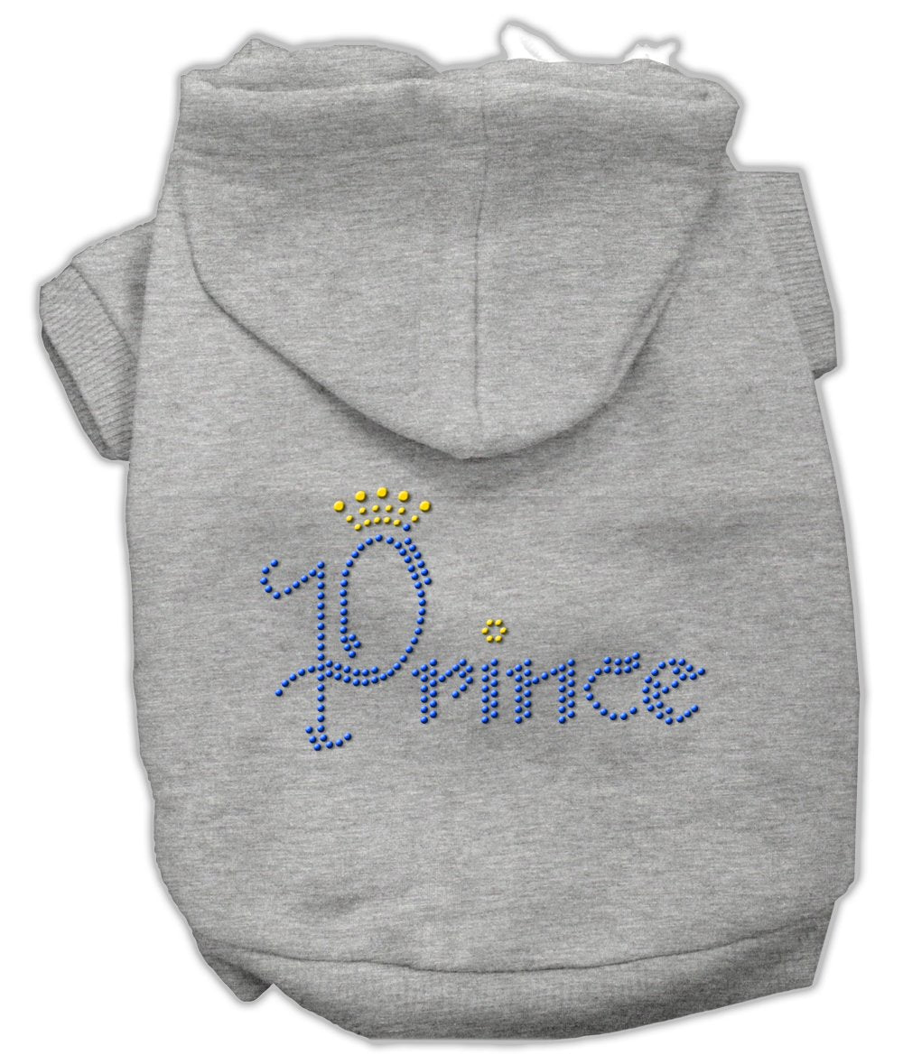 Pet, Dog & Cat Hoodie Rhinestone, "Prince" Gray 3XL (25-35 lbs.)
