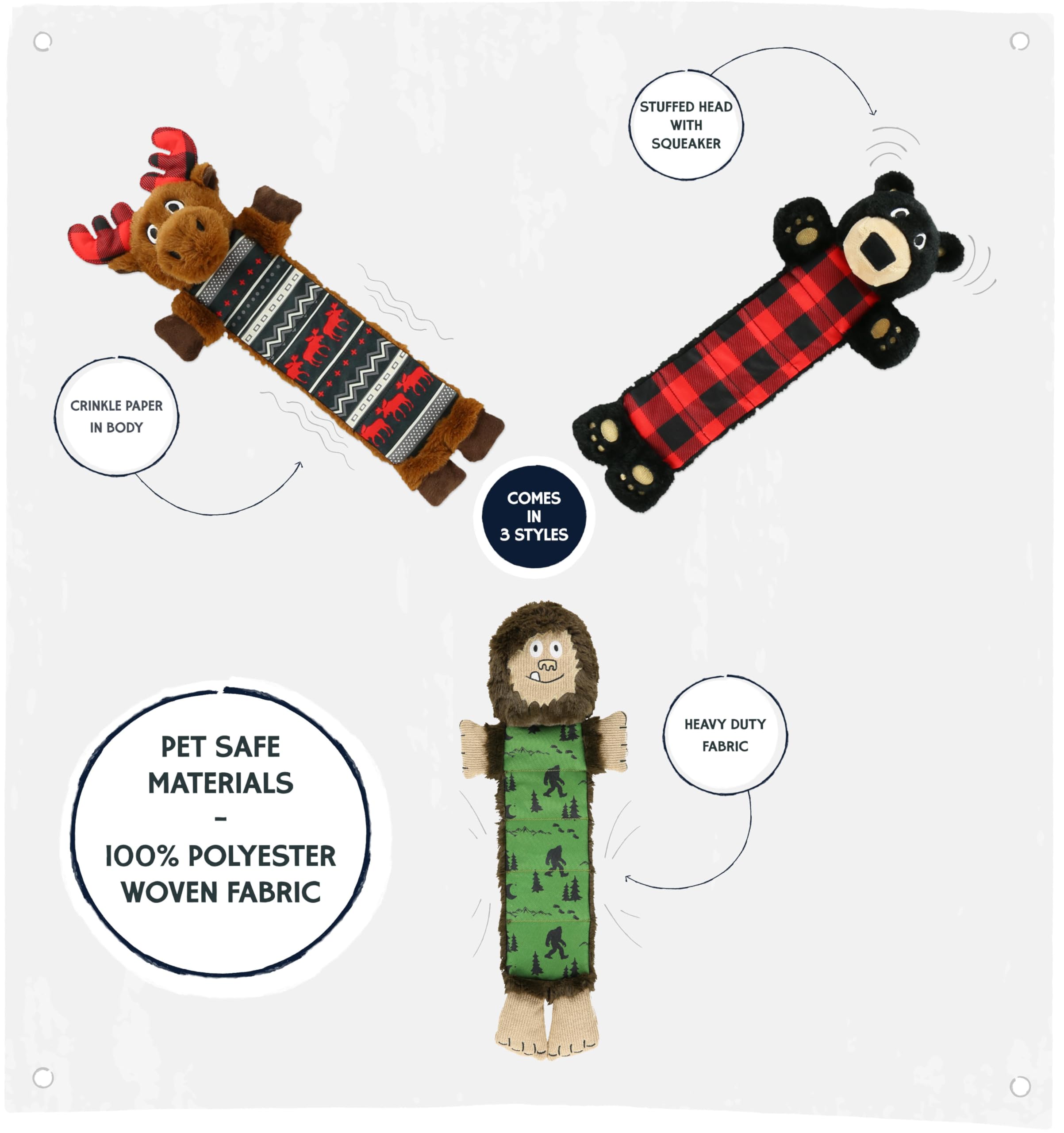 Lazy One Bigfoot Squeaky Dog Toy, Soft Crinkle Toy For Dogs, Durable Fabric For Small, Medium, And Large Breeds