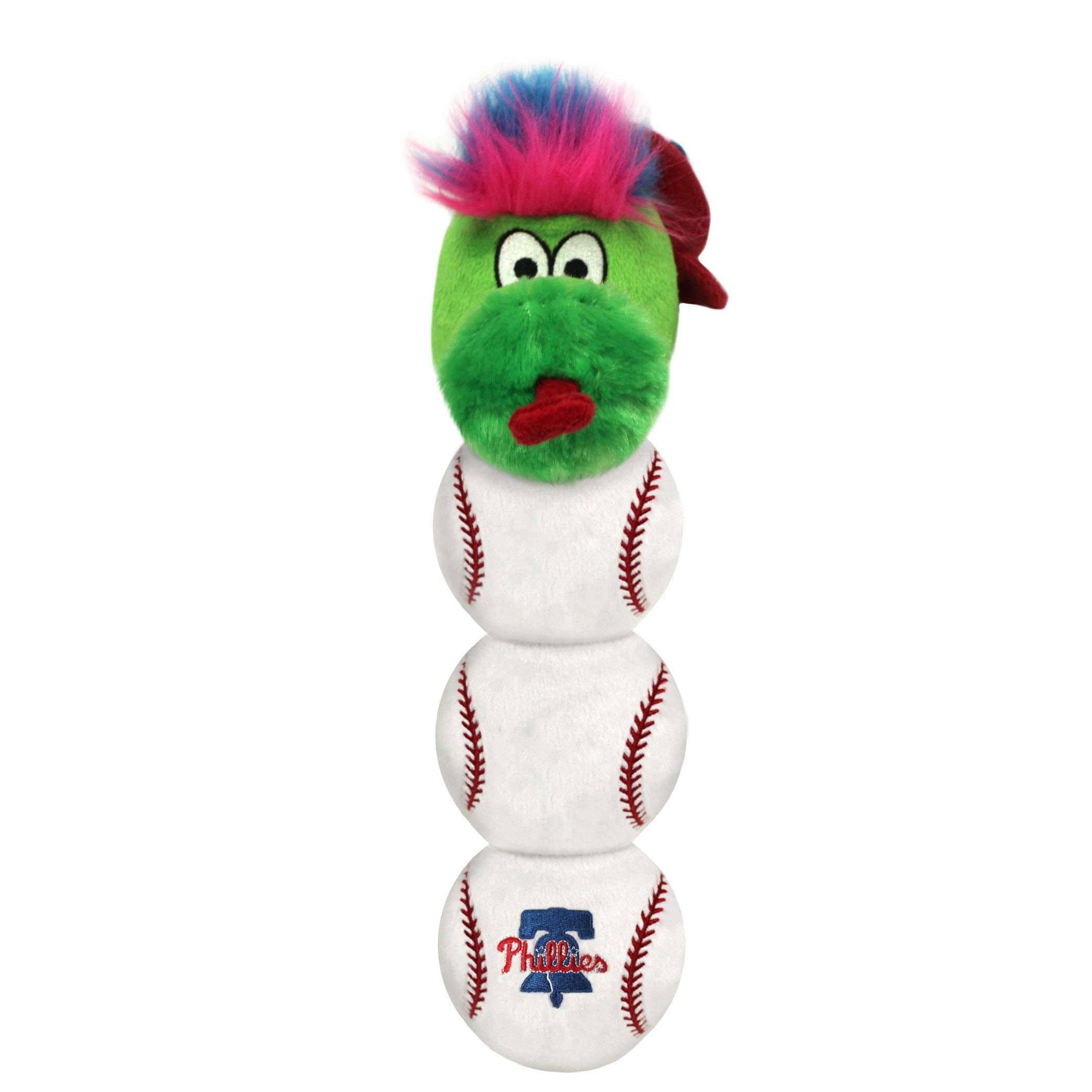 MLB Philadelphia Phillies Mascot Long PET Toy for Dogs & Cats with 4 Inner SQEAKERS in Soft Plush with Team Logo Embroidery and 