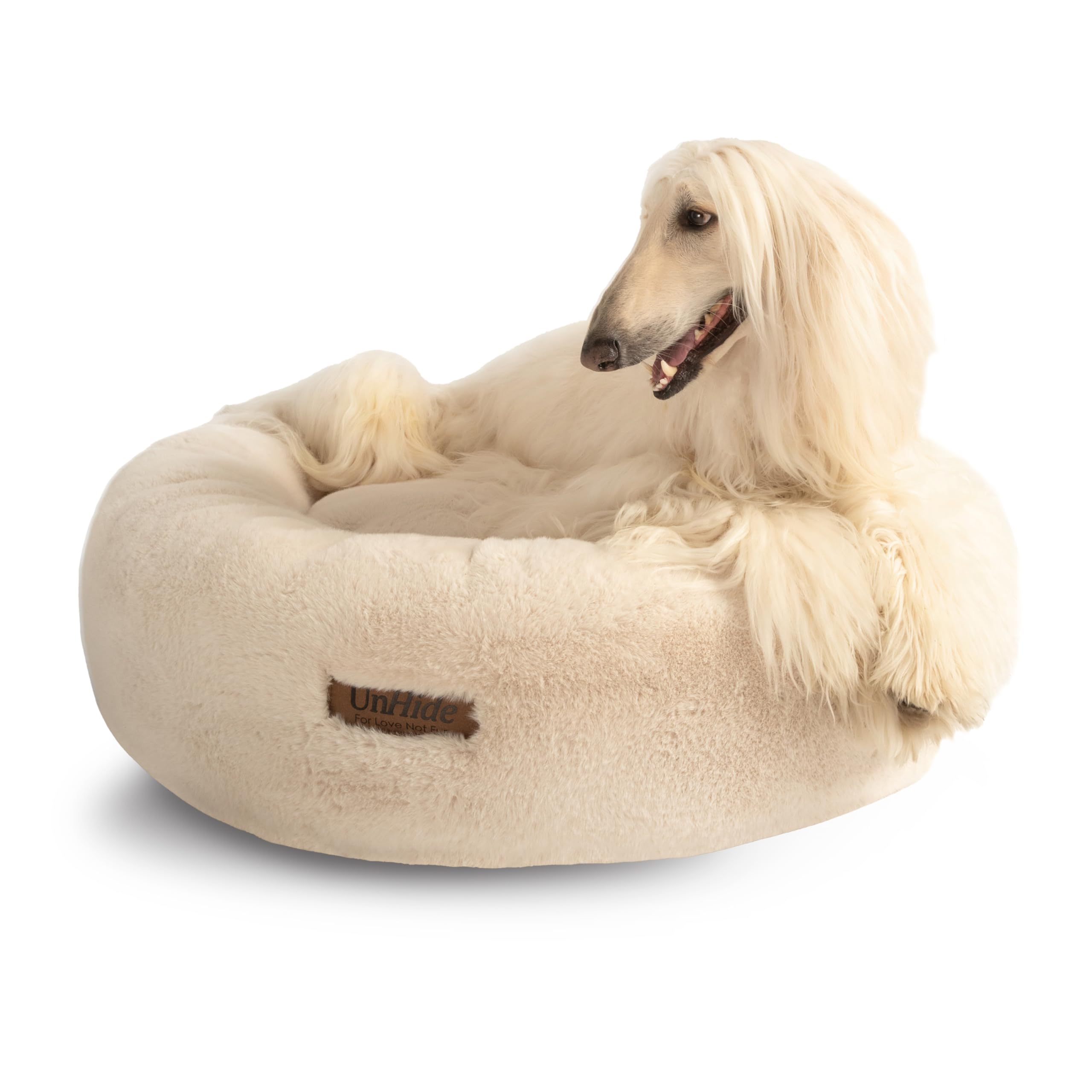 Unhide Floof Pet Bed - Large (35'' X 12'') - Extra Soft Dog Bed - Removable Faux Fur Cover - Machine Washable - Helps Ease Pet A