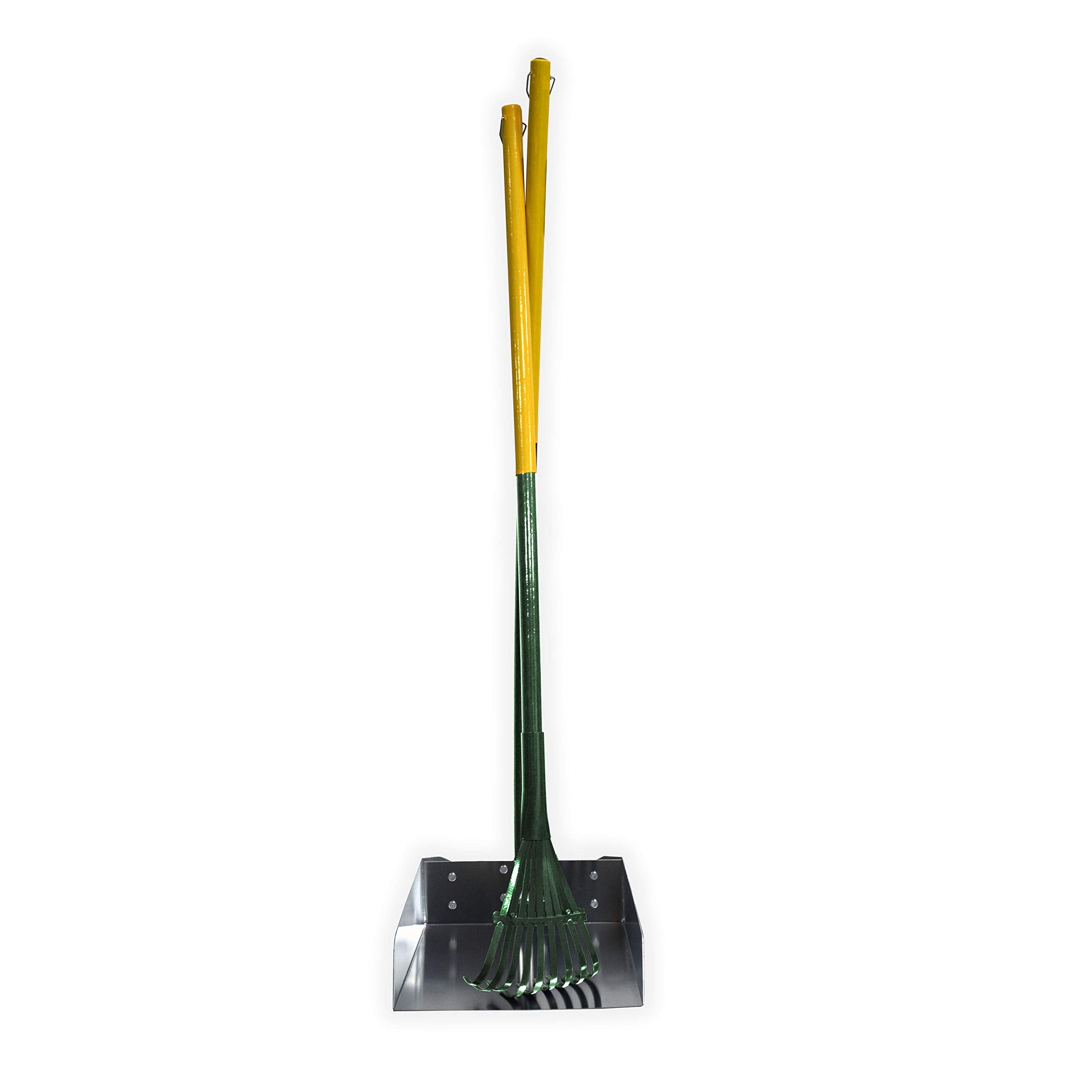 Four Paws Stainless Steel Dog Pooper Scooper Rake & Pan Set, 38" x 10", Large, Green, Model 100203168