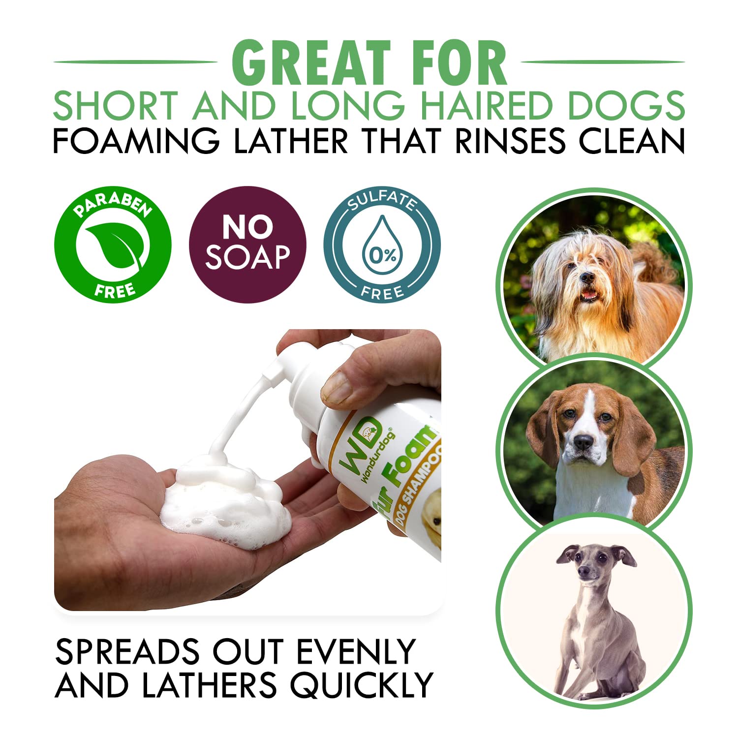 Wondurdog Fur Foam Dog Shampoo With Oatmeal, Coconut And Aloe. Hypoallergenic, Softens Coat, Moisturizes Dry Skin, Restores Shin