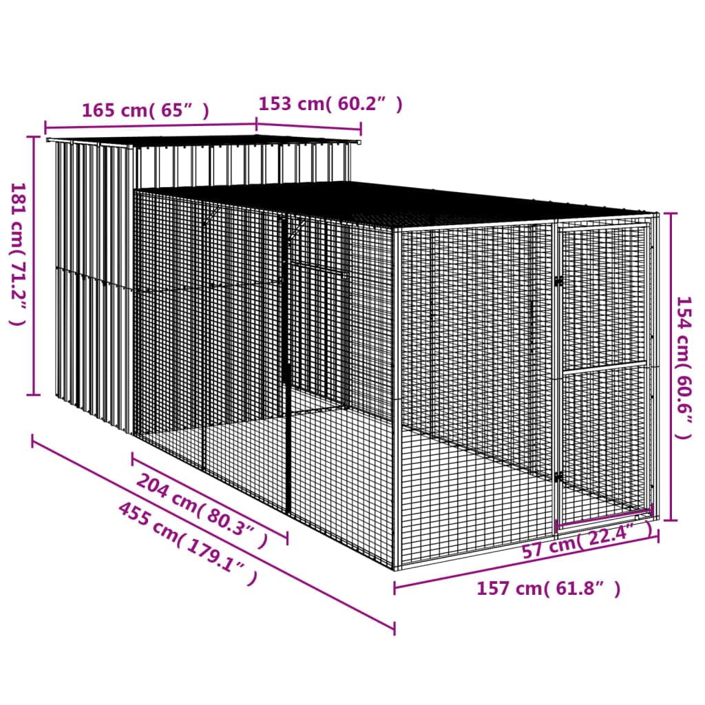 vidaXL Chicken Cage with Run Light Gray 65x179.1x71.3 Galvanized Steel