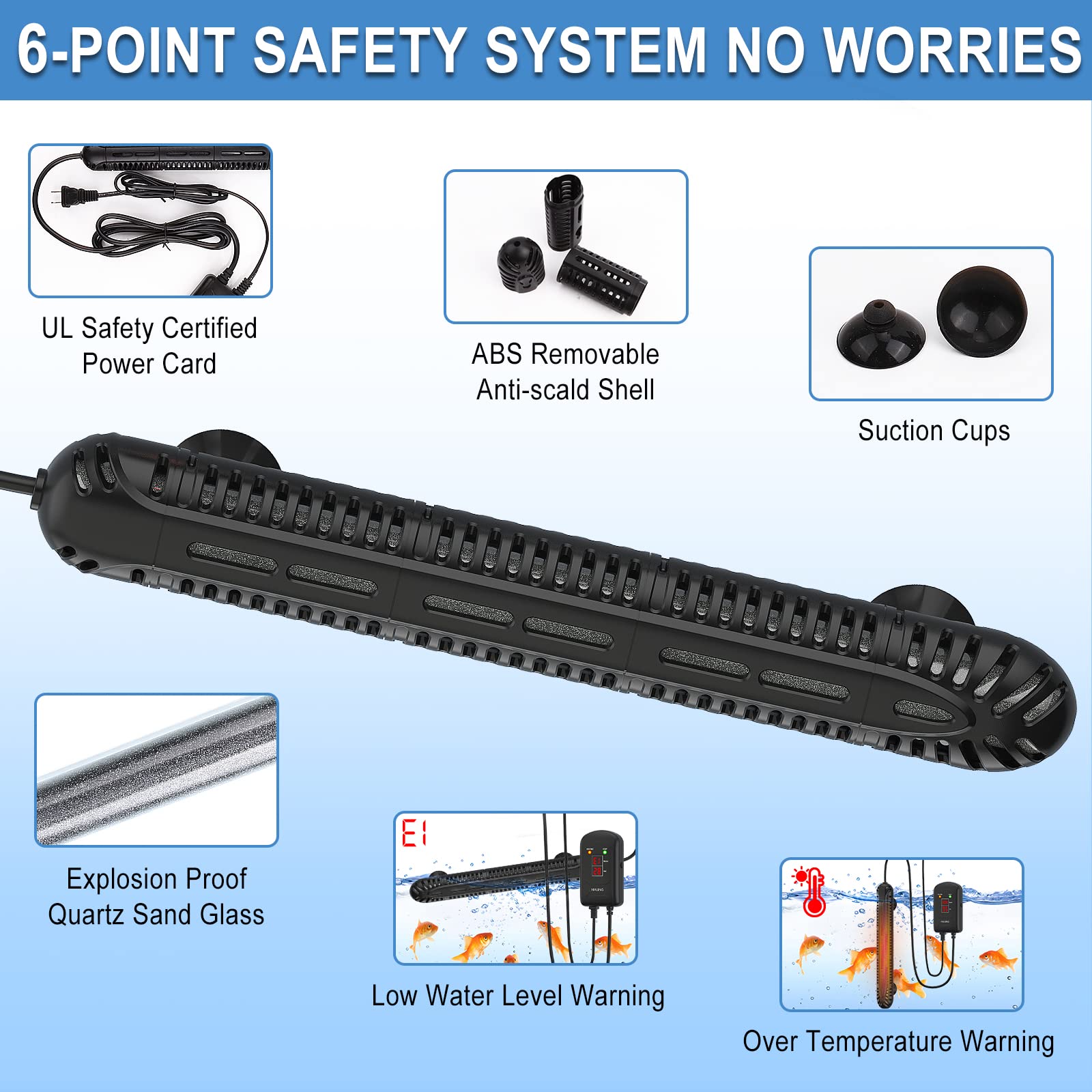 Hitauing Aquarium Heater, 300W Fish Tank Heater With Led Digital Display & 5 Safety Protection, Submersible Aquarium Heater With