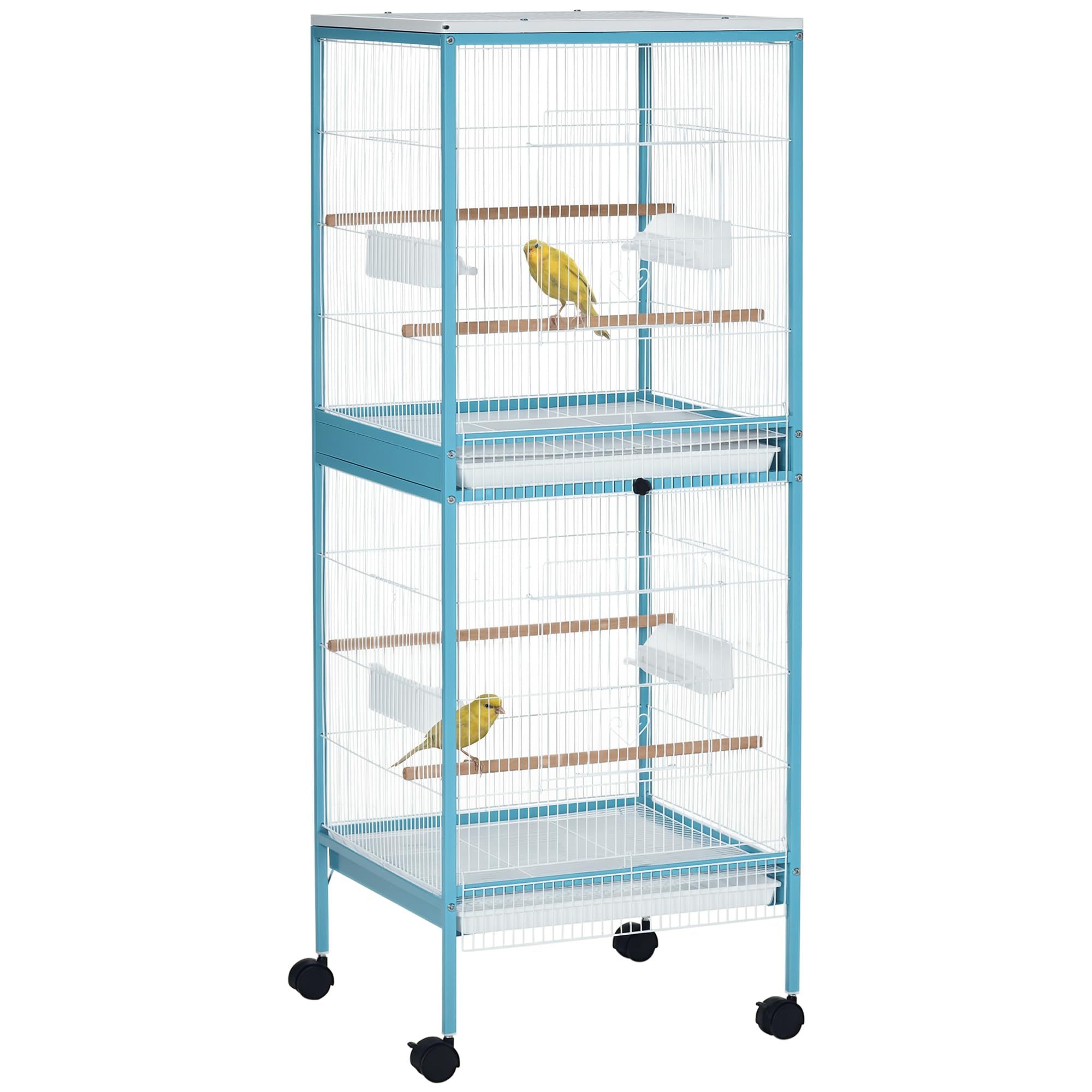 PawHut Large Bird Cage with 1.7 ft. Width for Wingspan, Bird Aviary Indoor with Multi-Door Design, Fit for a Canary, Finch, Conu