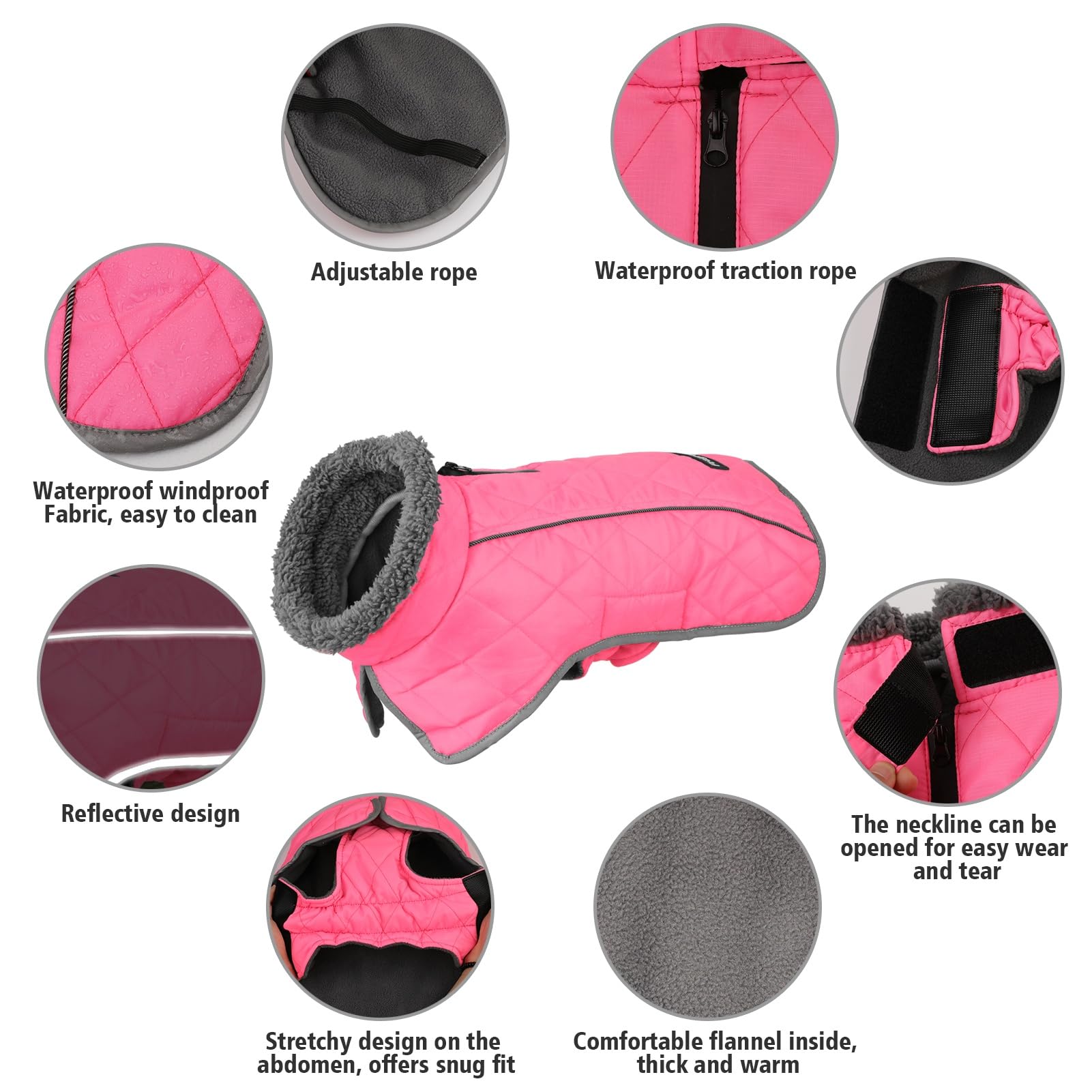 Fragralley Winter Coat - Windproof, Adjustable, Waterproof Dog Jacket With Turtleneck And Fleece For Cold Weather