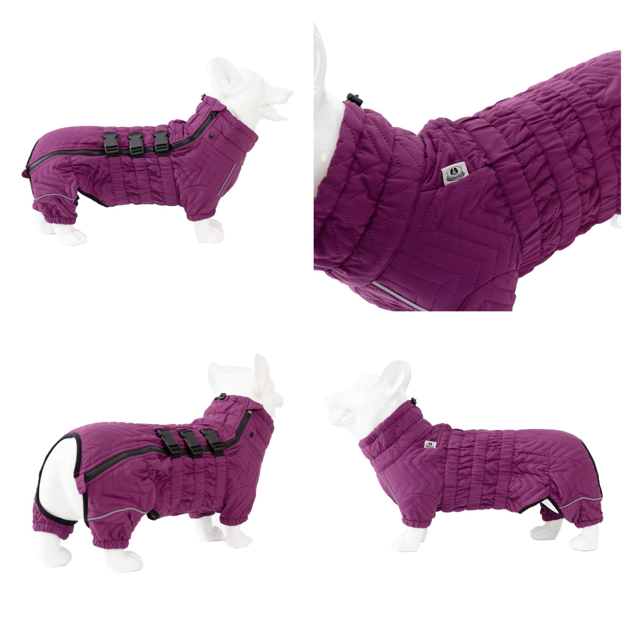 Lovelonglong Warm Dog Coat Double Layers Dog Vest, 4 Legs Covered Windproof Waterproof Reflective Warm Dog Vest Outdoor Skating