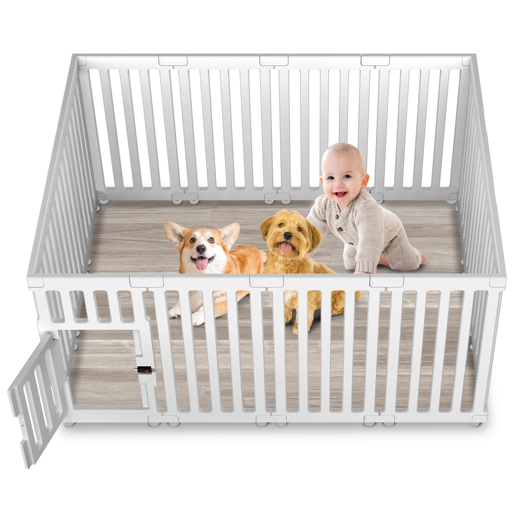 Innvello Dog Playpens Indoor In Strong Plastic,14 Panel,25.6In H Non-Slip Puppy Playpen,Pet Playpen Indoor Suitable For Small Do