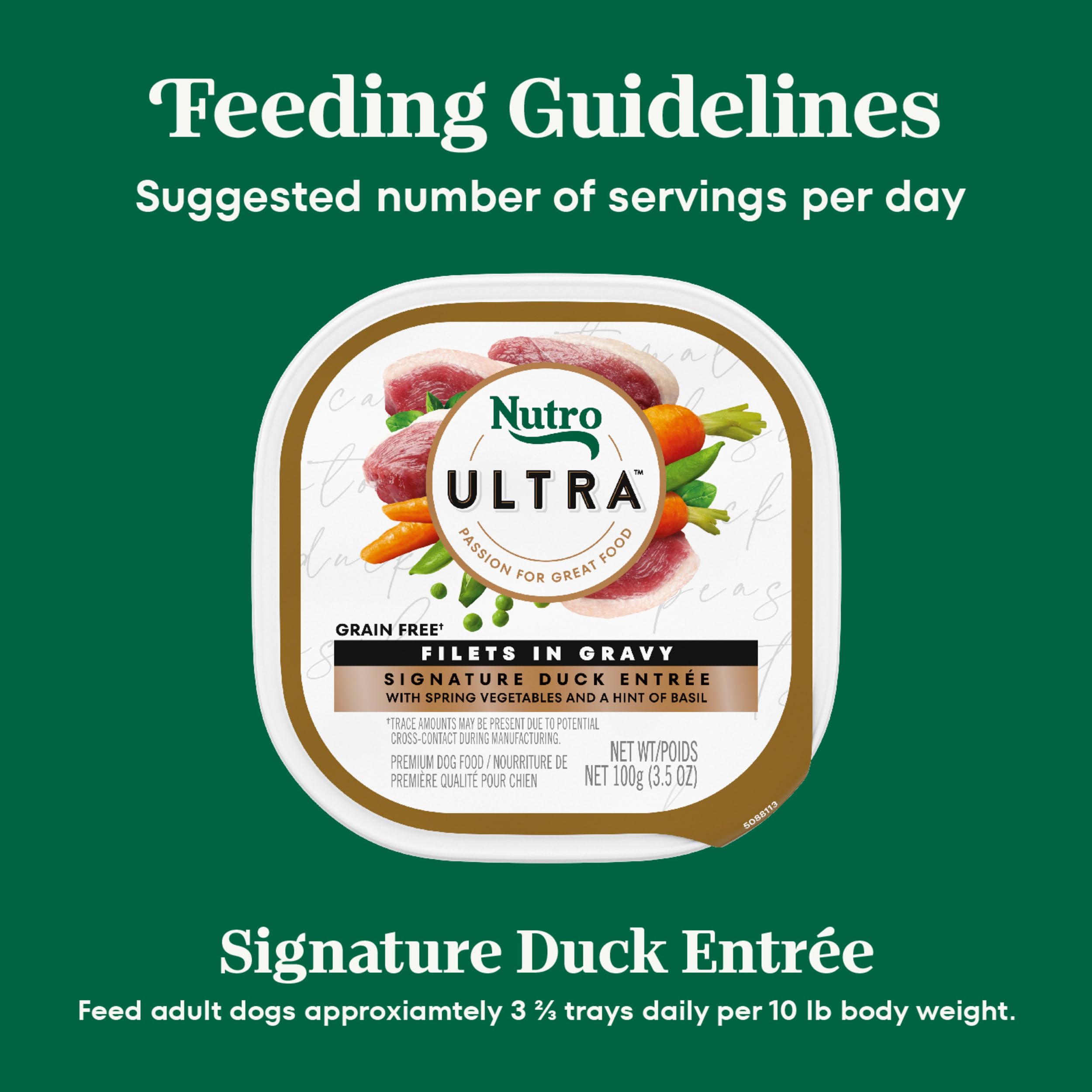 Nutro Ultra Wet Dog Food Grain Free Filets in Gravy Signature Duck Entree, 3.5 oz. Trays (24 Count, Pack of 1)