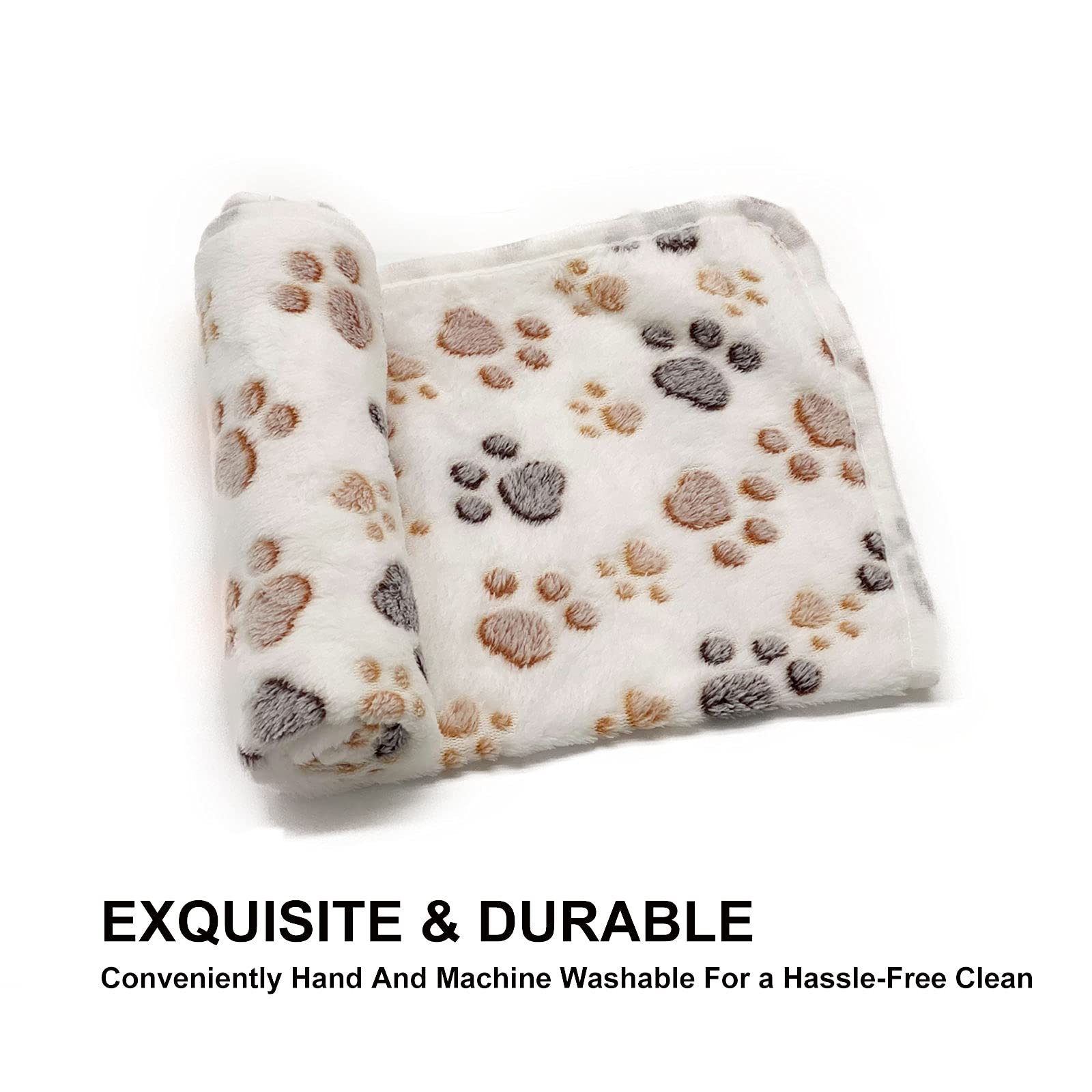 1 Pack 3 Puppy Dog Blankets Super Soft Warm Sleep Mat Fluffy Premium Fleece Pet Blanket Flannel Throw For Dog Puppy Cat - White Paw Print Medium(29'X20')