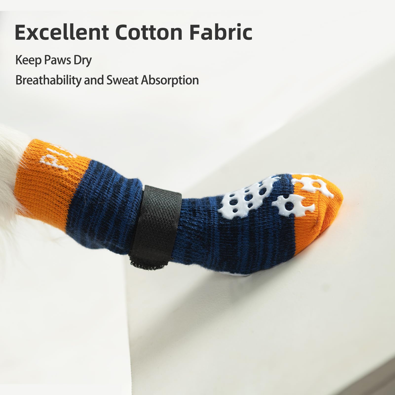 Pupteck Anti-Slip Dog Socks With Double Sides Grips For Small Medium Large Dogs Hardwood Floors Prevents Licking, Dog Shoes For Hot Pavement Traction Control For Senior Dogs, Dark Blue, Xs