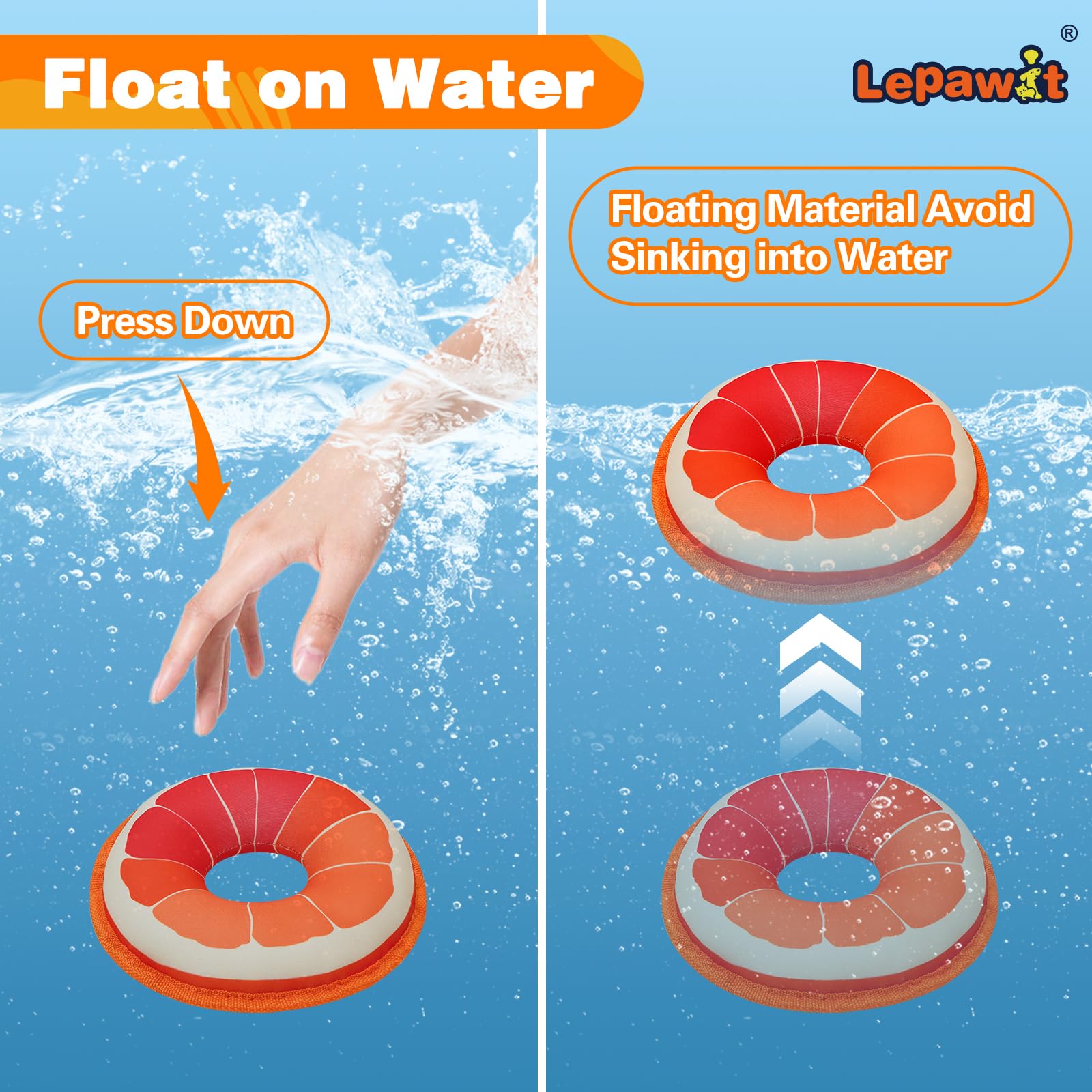 Lepawit Squeaky Dog Toys, Floating Dog Toys For Indoor Or Outward Play, Swim Ring Design Kiwifruit And Grapefruit Interactive Gi