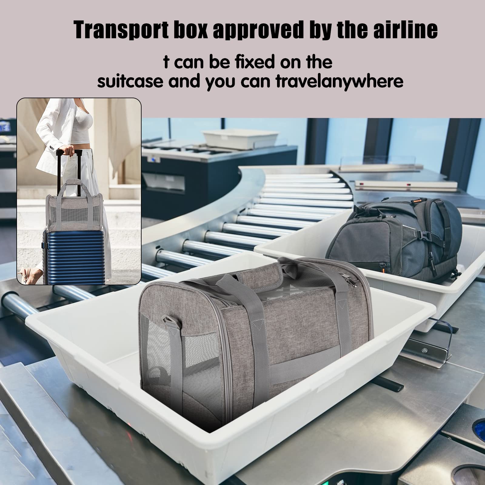 Cat Carrying Case - Pet Carrier Airline Approved, Protable And Breathable Pet Travel Carrier Removable Fleece Pad, Collapsible Cat Carrier Dog Carrier For Medium Cats Small Cats Dogs (X-Large, Grey)