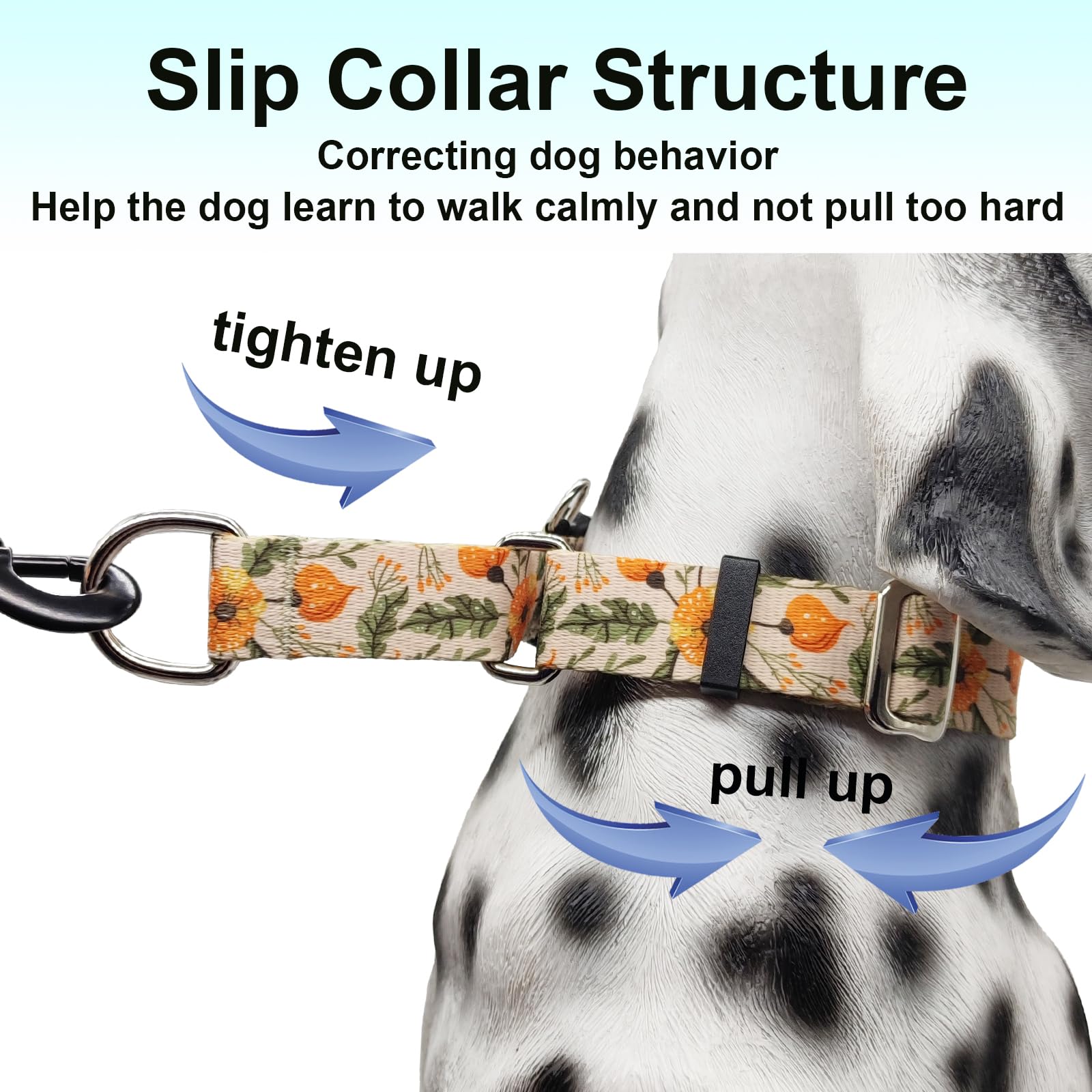 Fidohug Martingale Collar For Dogs With Buckle Anti Pull Adjustable Nylon Limited Slip Training Dog Collars (Beige Floral, Mediu