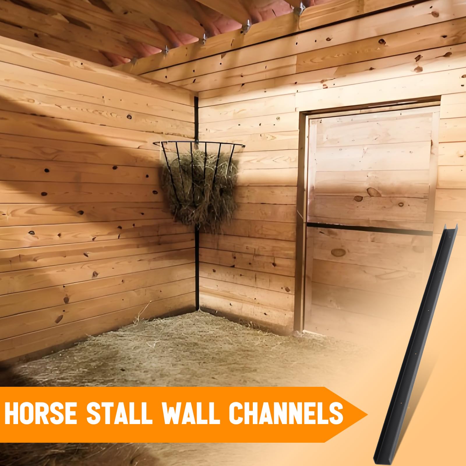 Yaocom 12 Pack 42 Inch Horse Stall Wall Channels Galvanized Steel Easy Installation Horse Stall Chew Guards Wood Protector with