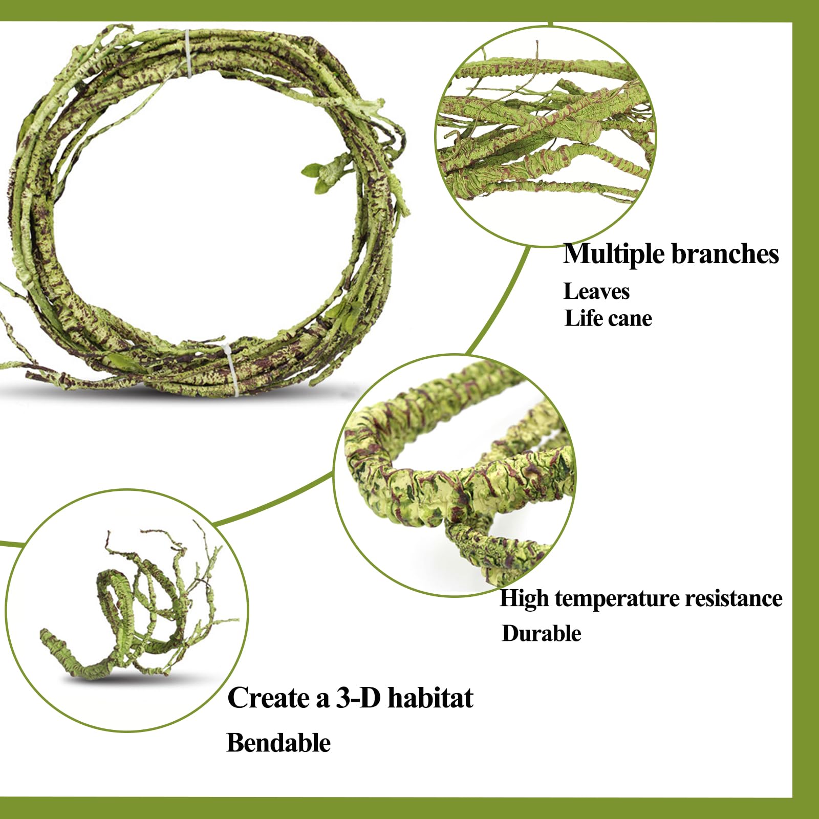 Hercocci Reptile Plants, Terrarium Hanging Plant Climbing Vines Reptile Hide Leopard Gecko Tank Accessories, Terrarium Decoratio