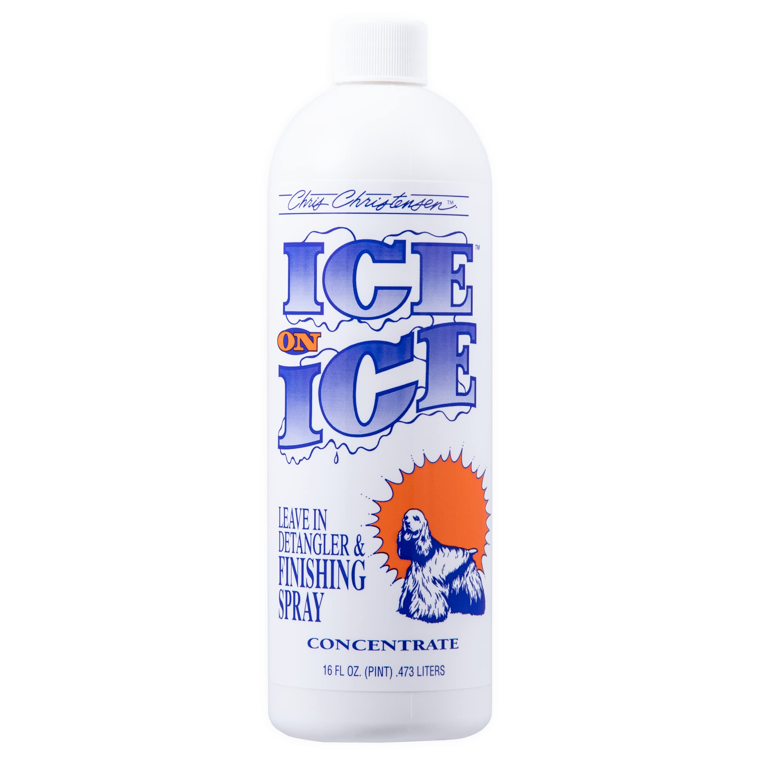 Chris Christensen Ice On Ice Detangler And Finishing Dog Spray, Concentrated Formula, Makes 2 Gallons, Helps Brush/Comb Glide Through Coat, Conditions, No Residue, All Coat Types, Made In Usa, 16 Oz