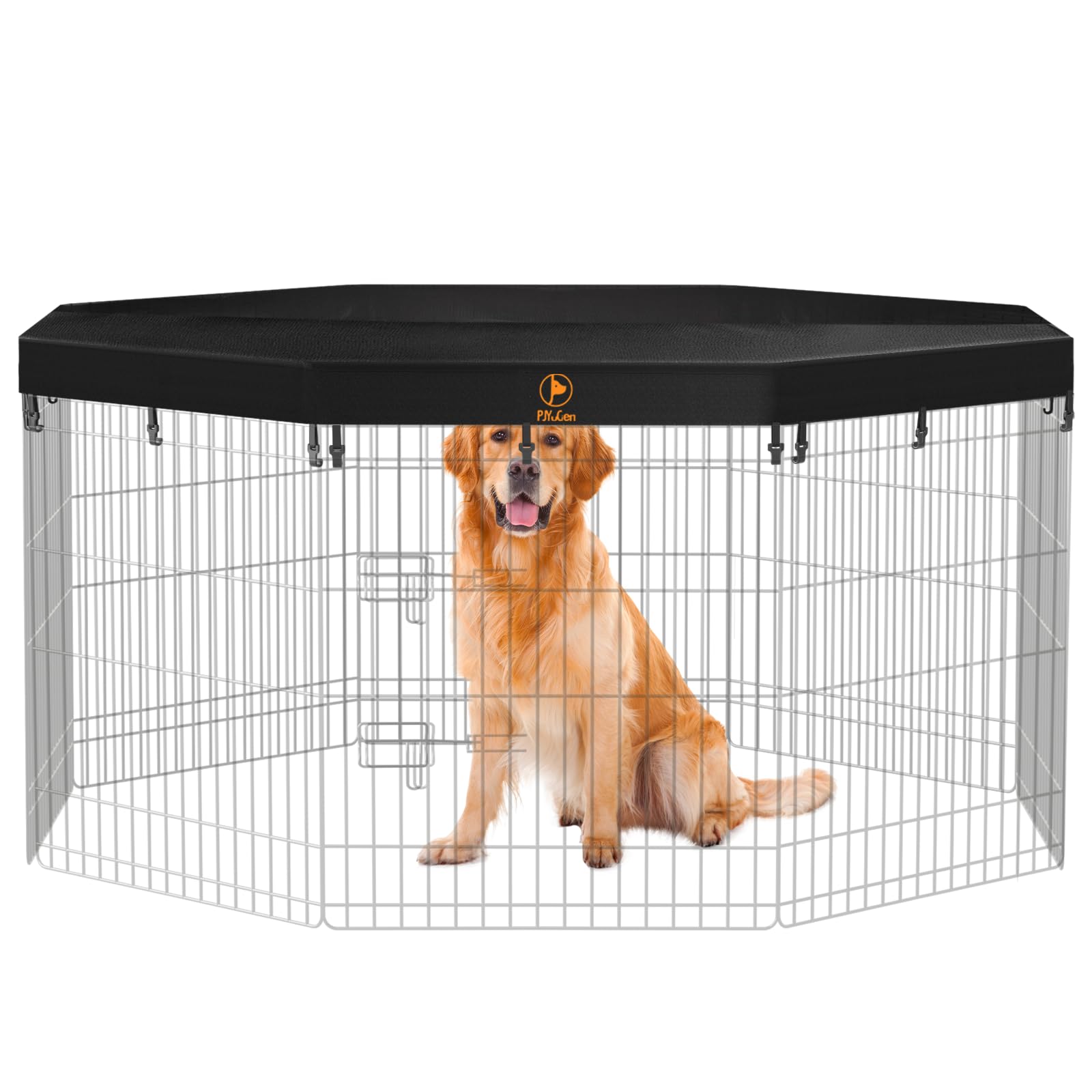 Pjyucien Mesh Top Cover - Fits 8 Panels 24 Inch Width Plastic/Metal Pet Pen Octagonal Dog Playpen (Note: Only Pen Top Cover, No Playpen!!!)