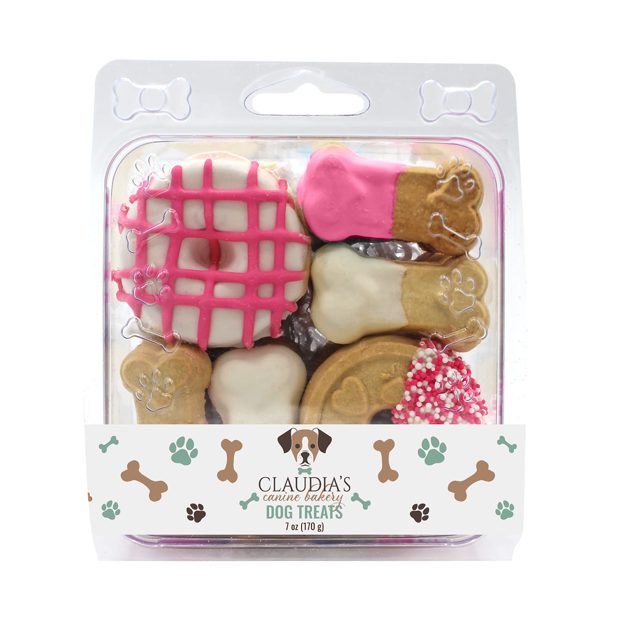 Claudias Canine Bakery Pink Passion Assortment of Gourmet Dog Cookies, 7oz