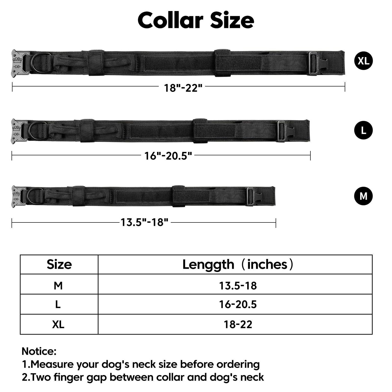 Tactical Military Dog Collar - Adjustable Nylon With Control Handle & Heavy Metal Buckle For Medium & Large Dogs - Airtag Case (