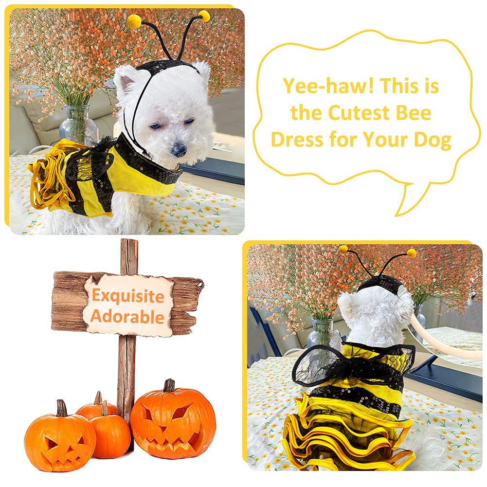 Dog Bee Costume Halloween Costumes For Dogs, Halloween Bee Dog Costume Pet Bumblebee Dress Costume, Dog Bumblebee Costume Funny