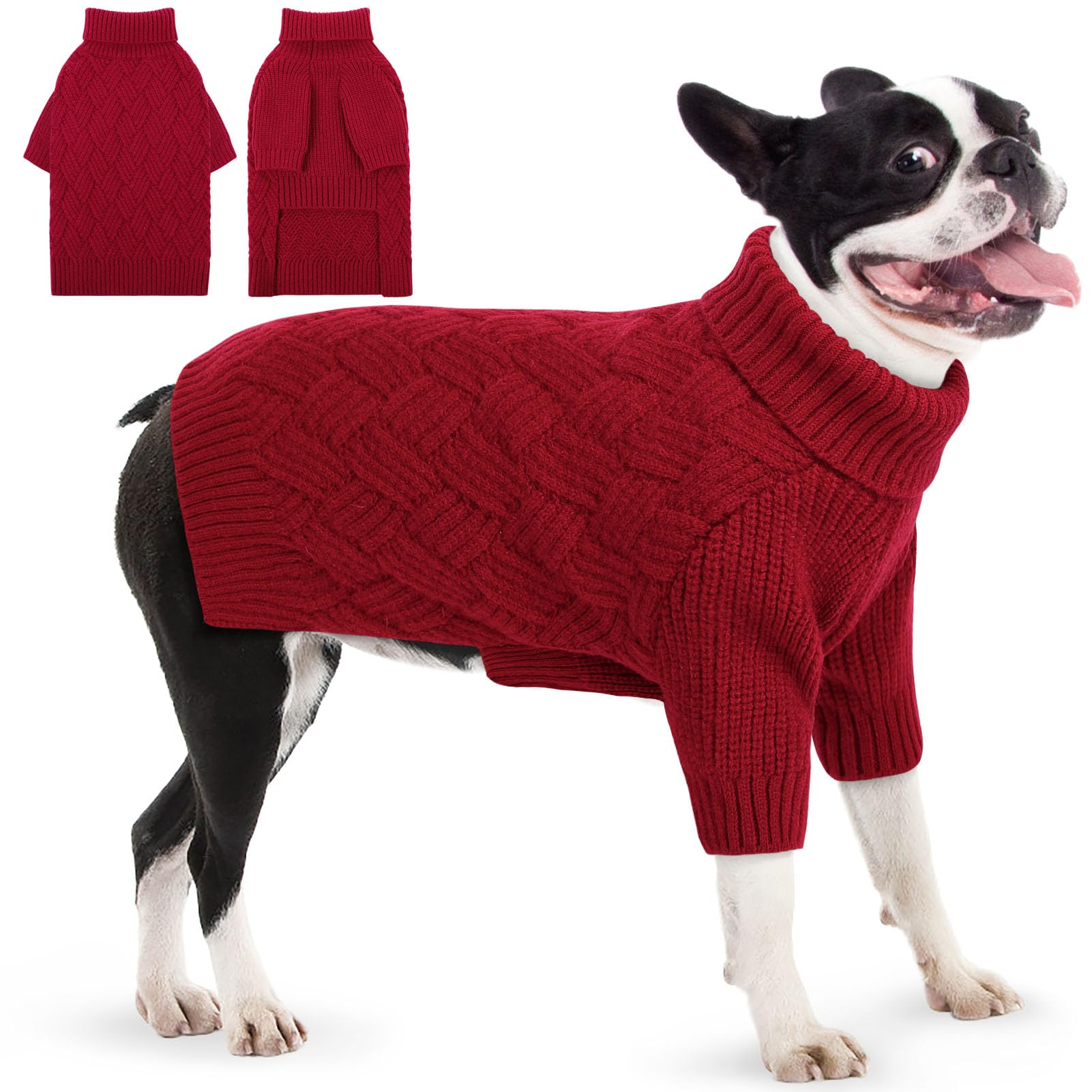 AOFITEE Dog Sweater, Dog Sweaters for Medium Dogs, Warm Dog Christmas Sweater, Winter Medium Dog Sweaters Female Male, Classic T