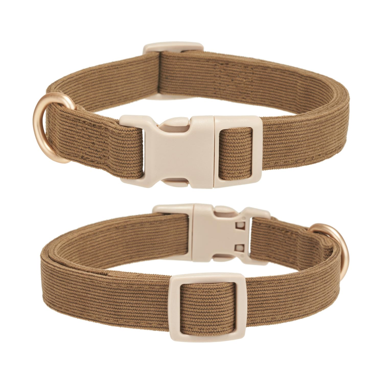 Yudote Soft Cotton Dog Collar Adjustable Corduroy Dog Collars For Small Medium Large Boy Dogs(Brown,Small)