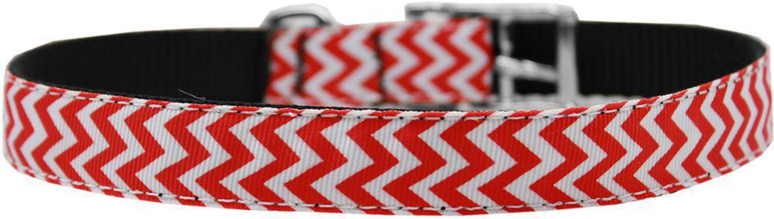 Mirage Pet Products Chevrons Nylon Dog Collar with Classic Buckle, Size 24, Red