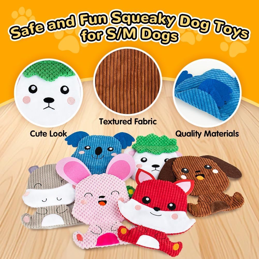 Awoof No Stuffing 5 Pack Squeaky Dog Toys - Durable Dog Chew Toy Set For Puppy, Small To Large (6Pcs)