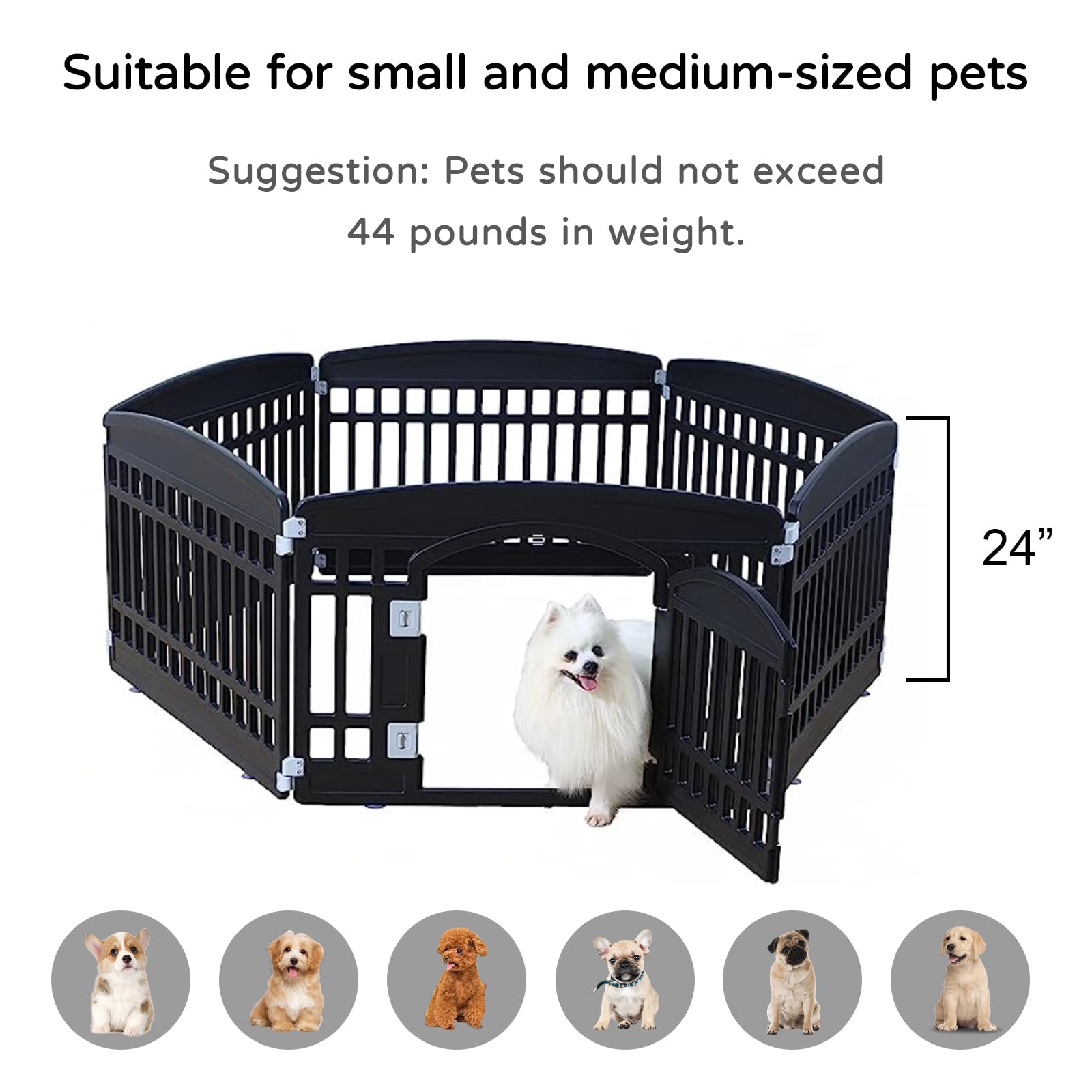 Pet Playpen Foldable Gate For Dogs Heavy Plastic Puppy Exercise Pen Indoor Outdoor Small Pets Fence Puppies Folding Cage 6 Panel