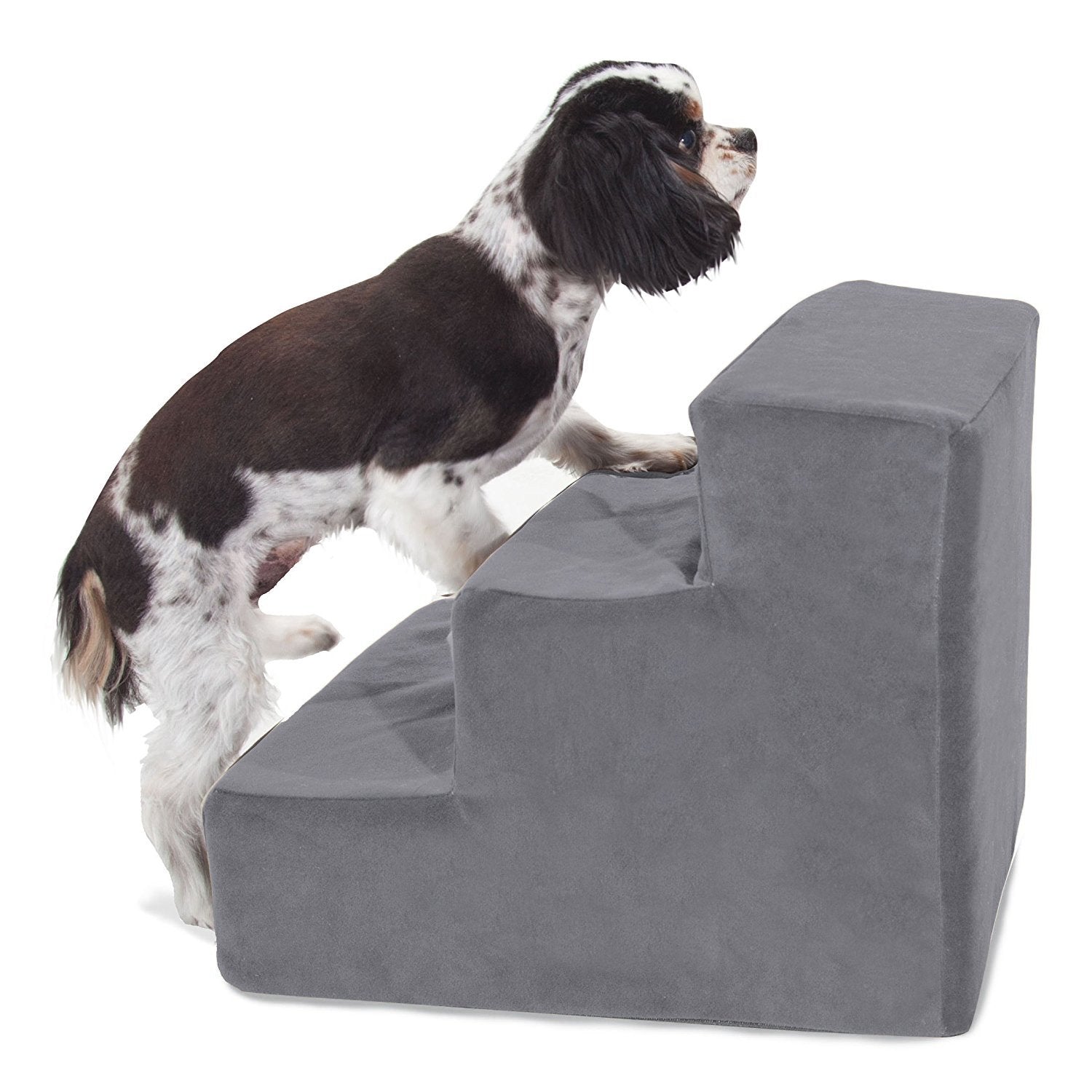 Majestic Pet 3 Step Portable Dog Stairs For Small Dogs To Get On Bed Supports 25 Lbs Or Less - Dog Steps For High Bed With Machi