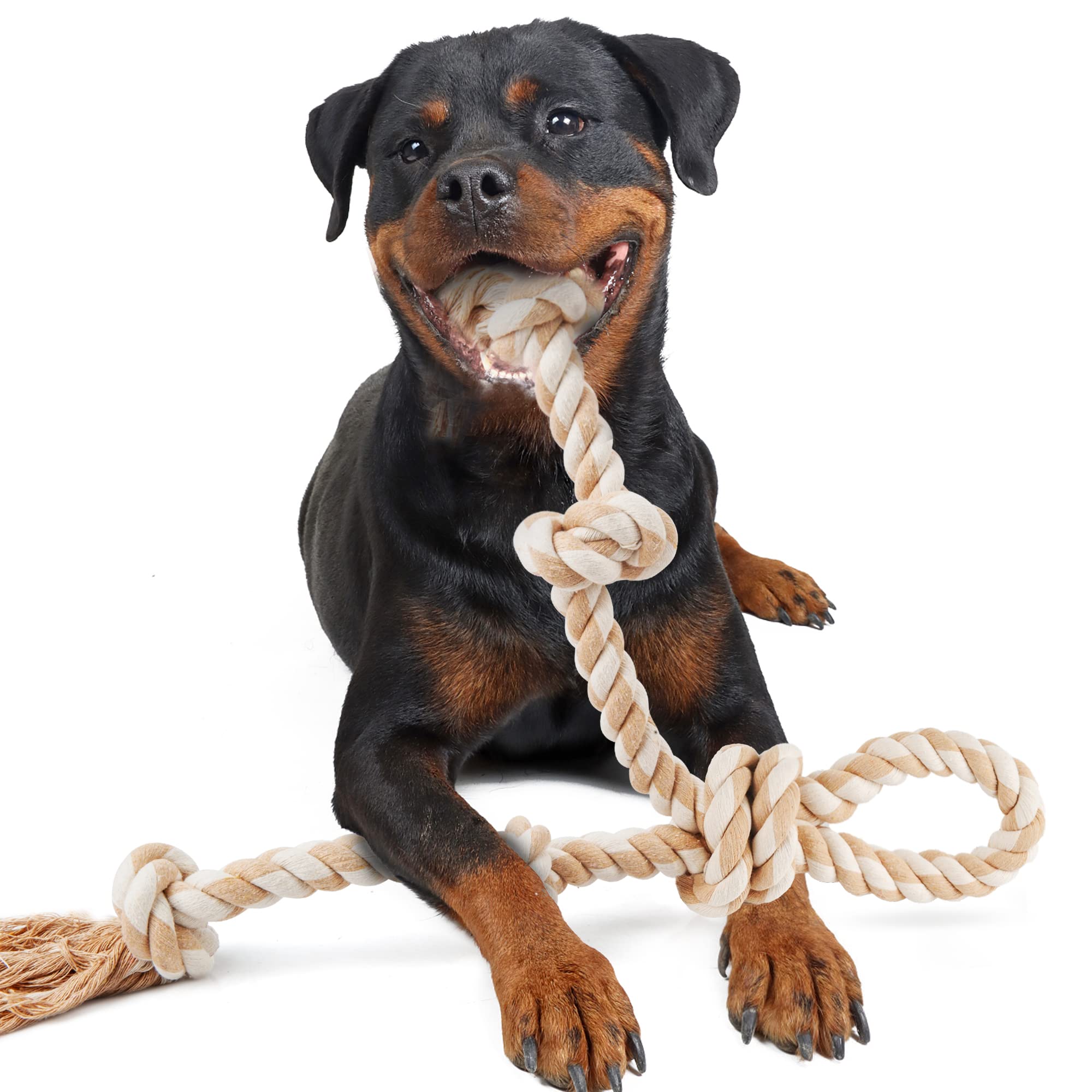 Fida Dog Rope Toys For Aggressive Chewers,Large Dog Toy Designed For Tug Of War, Tough Dog Rope Toy Indestructible Made Of Undye