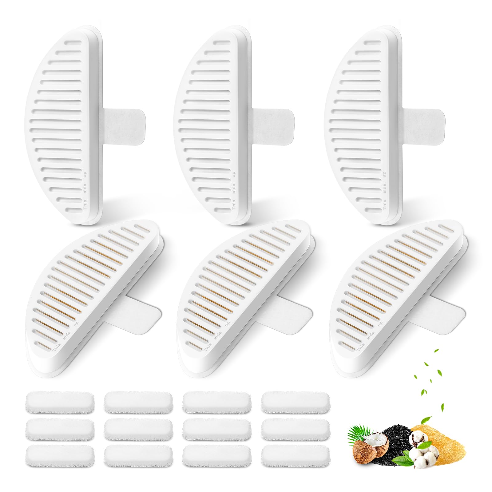 Cat Fountain Filters for Wireless Operated 67oz/2L, 6 Pack Replacement Filters & 12 Pack Replacement Filter Sponges for 67oz/2L 