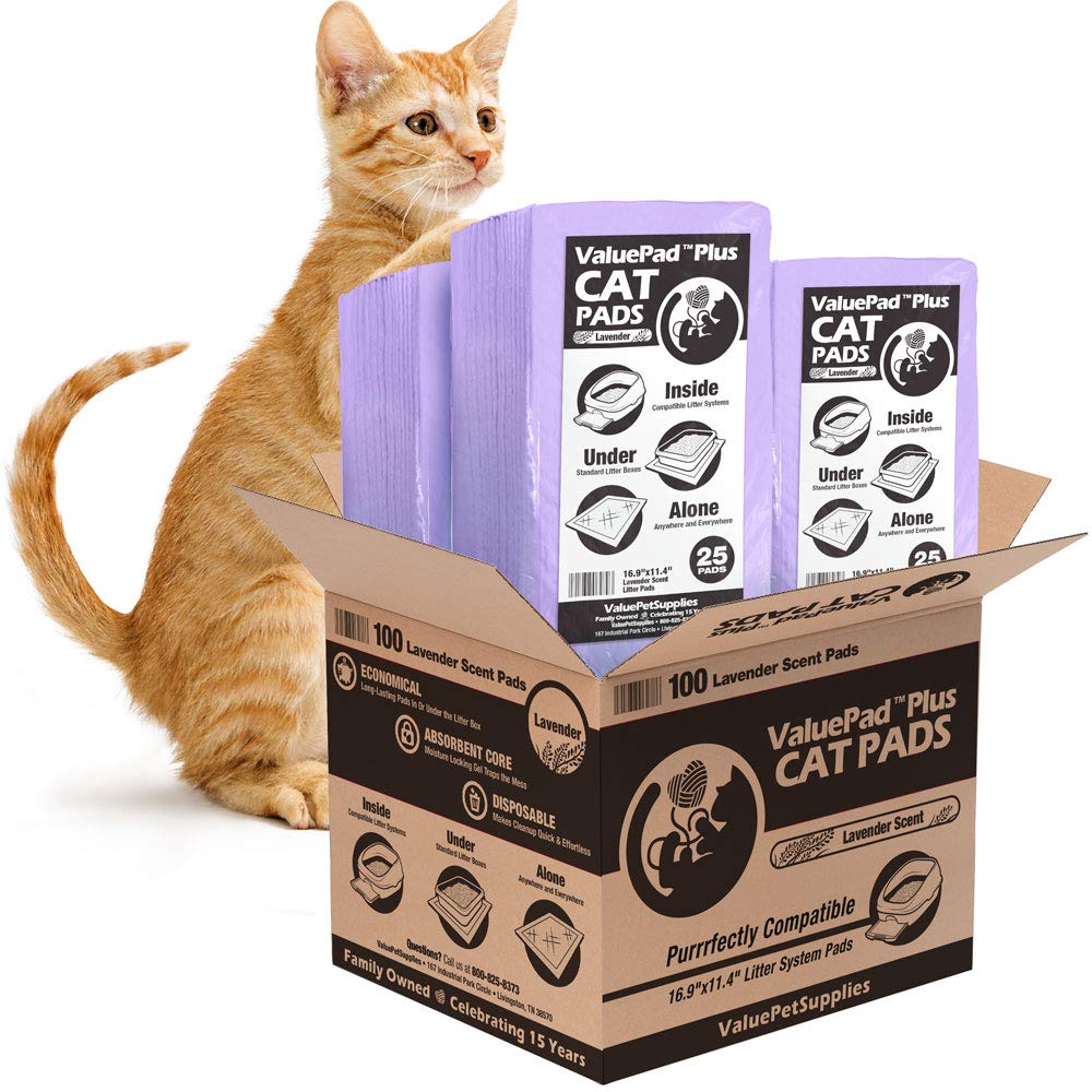 ValuePad Plus Cat Litter Pads, 16.9x11.4 Inch, Lavender Scent, 100 Count - Breeze Compatible Refills - Quick-Dry, Super Absorben