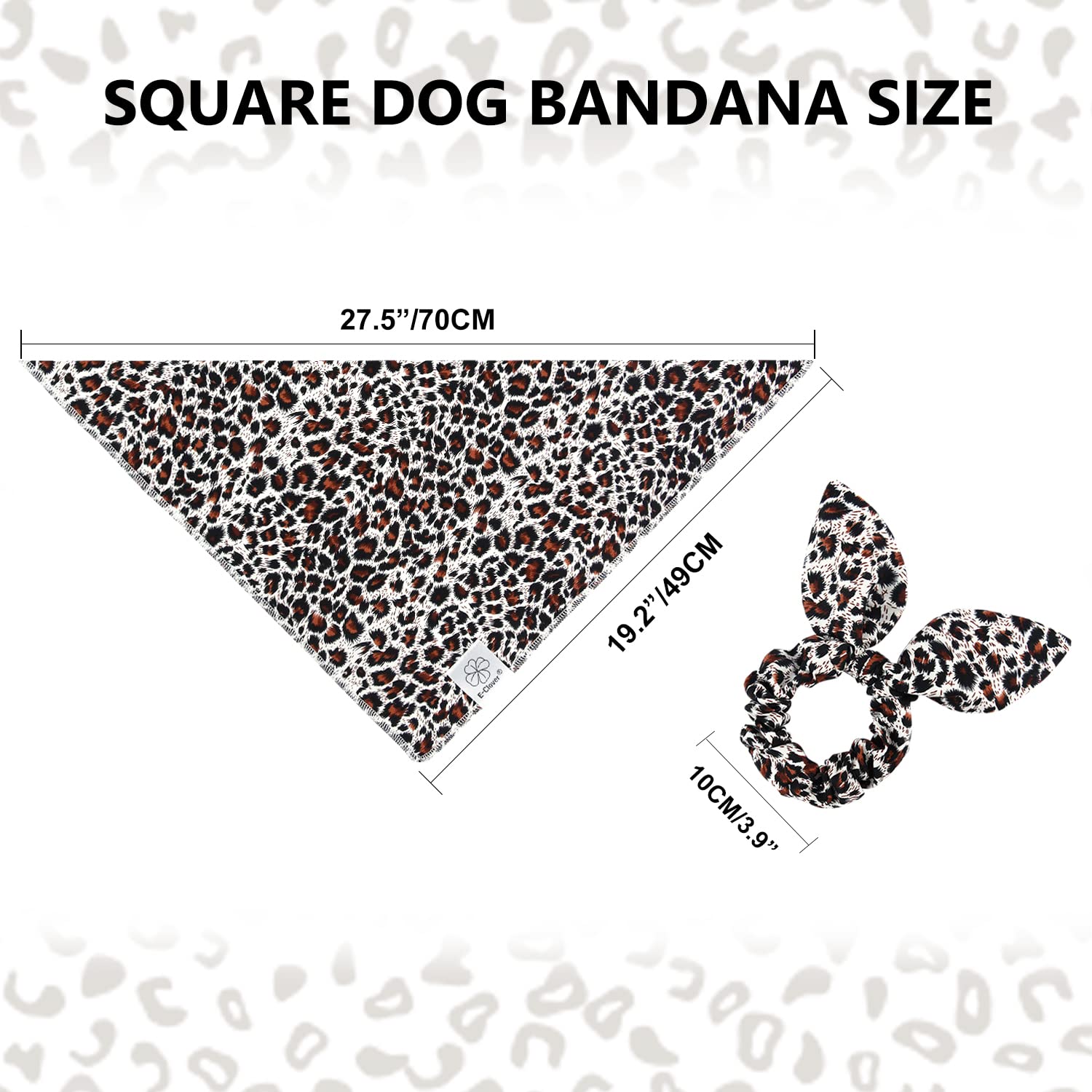 E-Clover Dog Bandanas & Matching Scrunchie Set Leopard Dog Bandana Bibs Washable Kerchief Scarf For Medium Large Dogs & Owner
