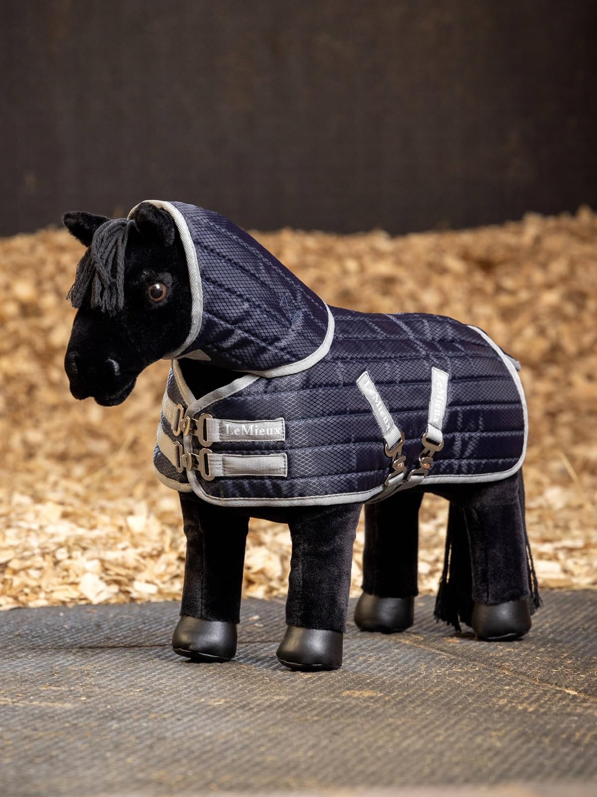 Lemieux Toy Pony Stable-Tek Rug - Fully Functional Buckles And Detachable Neck - Educational Toy - Navy