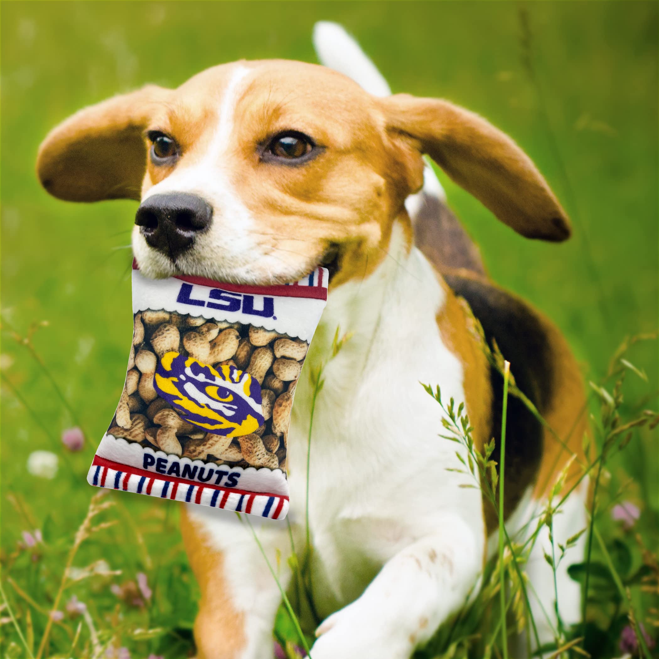 Pets First Ncaa Lsu Tigers Crinkle Fine Plush Dog & Cat Squeak Toy- Cutest Stadium Peanuts Snack Toy For Dogs & Cats With Inner